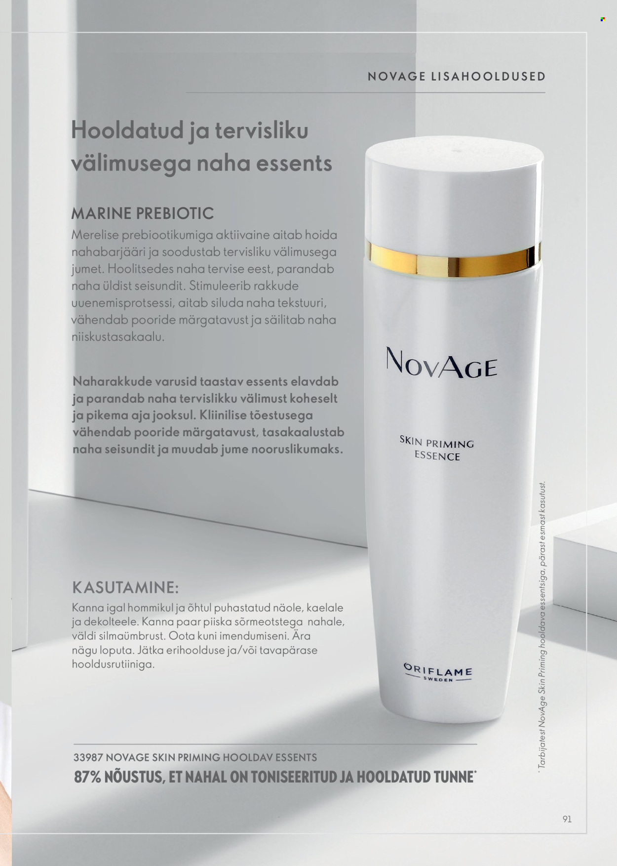 Oriflame kliendileht - Novage+ tootejuht 91