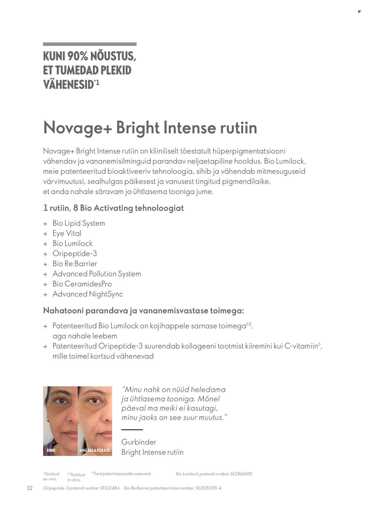 Oriflame kliendileht - Novage+ tootejuht 32