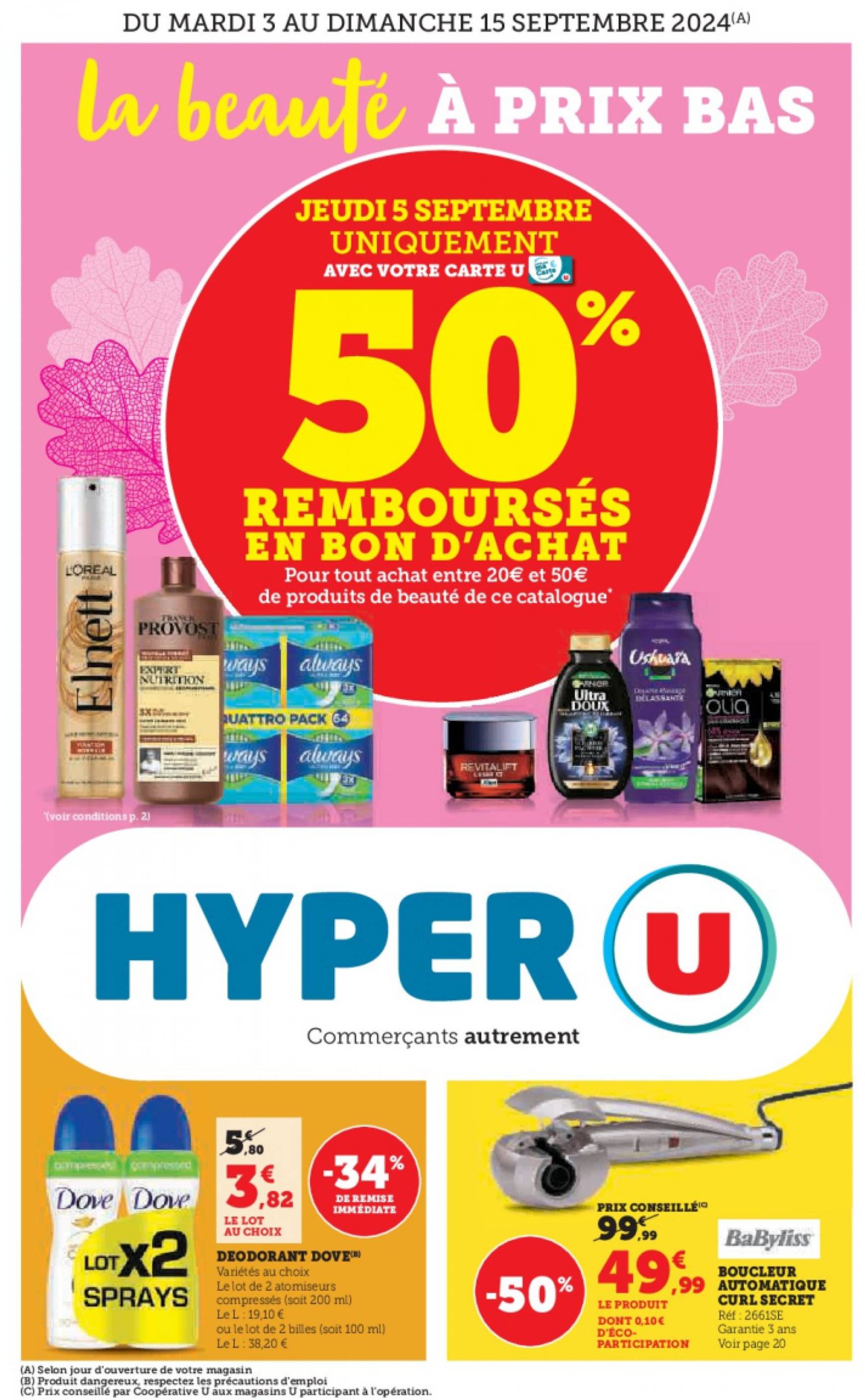 Catalogue Hyper U - La beauté à prix bas valable dès 03.09. - 15.09.