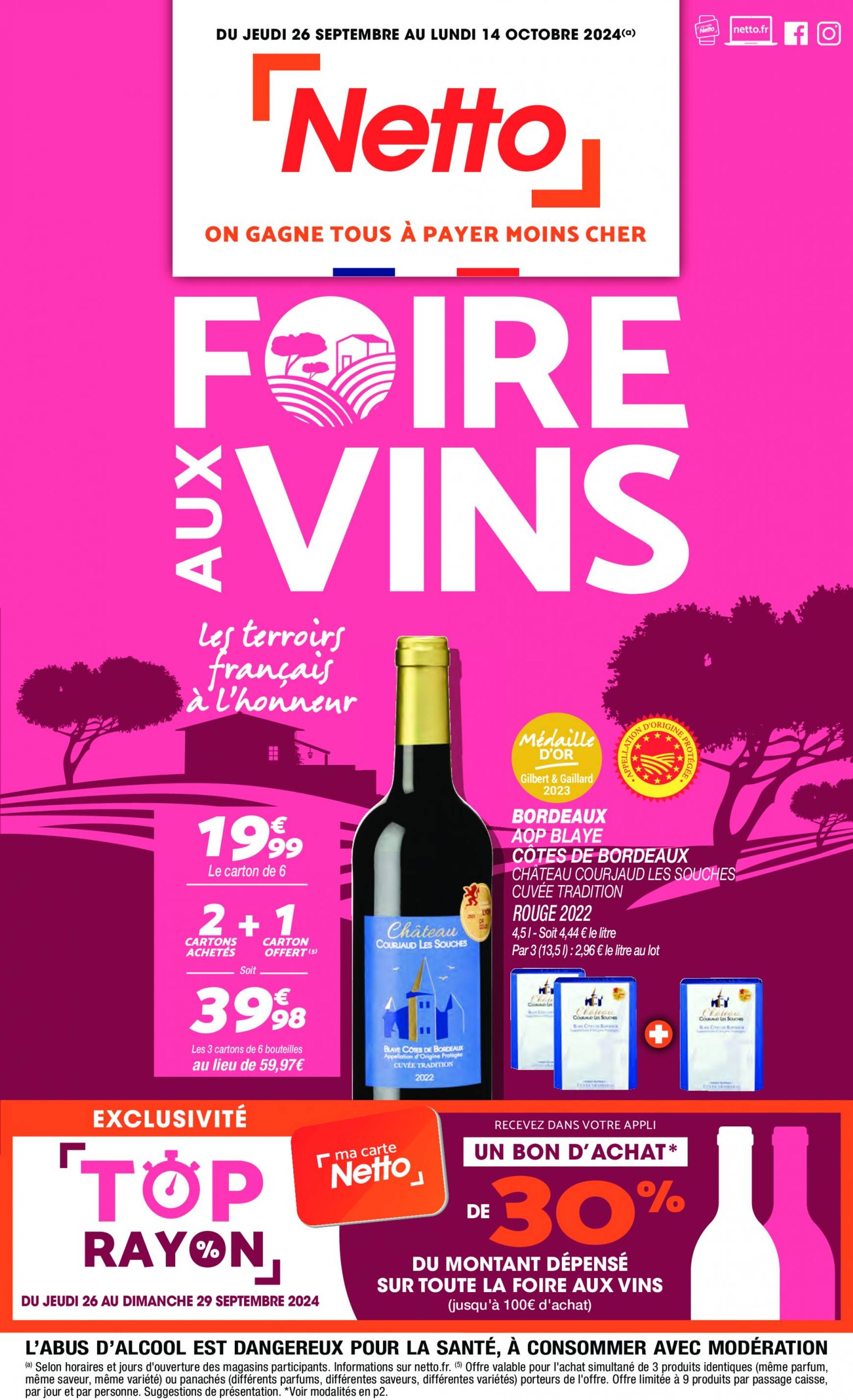 Catalogue Netto - Foire aux Vins Est valable dès 26.09. - 14.10.