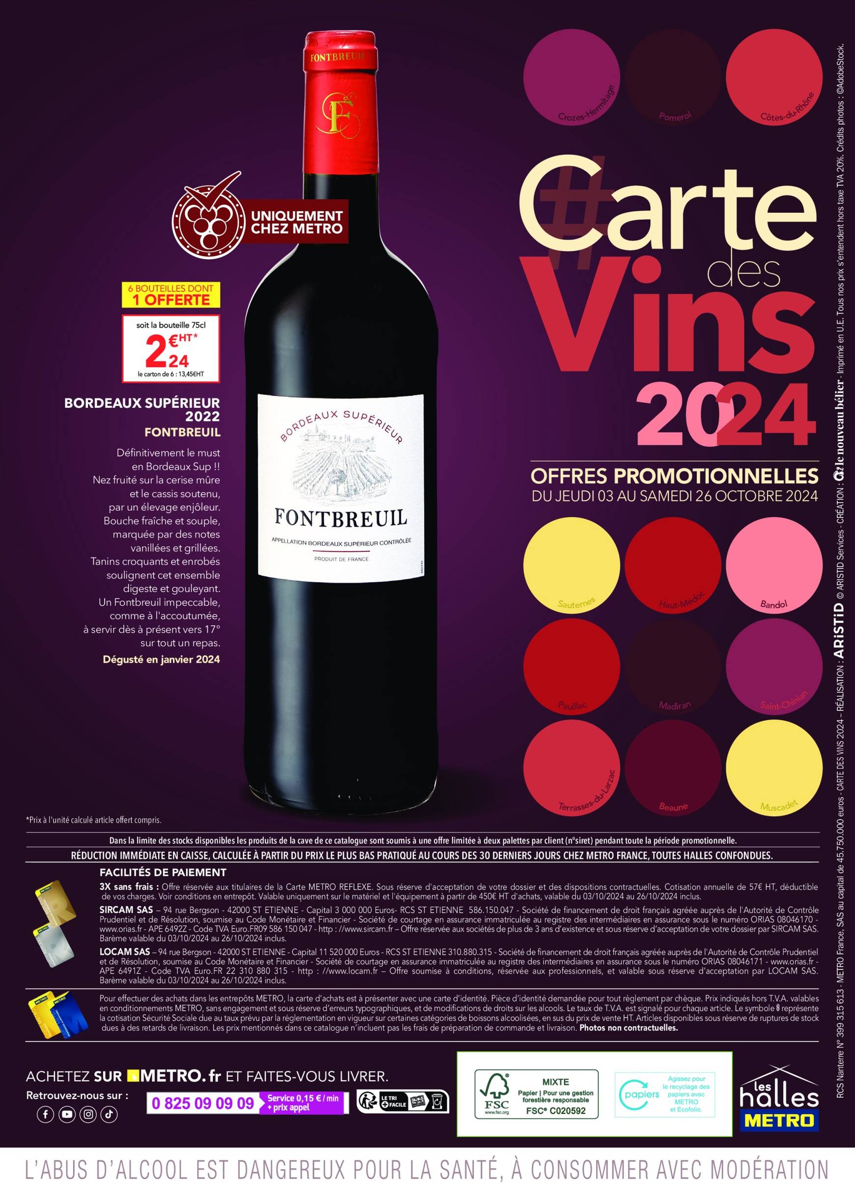 Catalogue Metro - Carte des Vins valable dès 03.10. - 26.10. 92