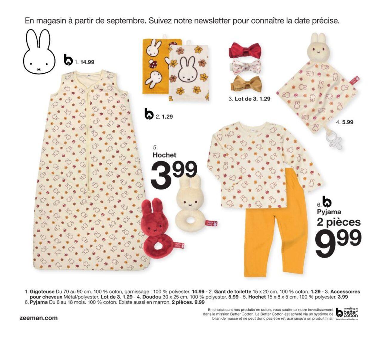 Zeeman Catalogue Bébé à partir du 01/08/2024 14