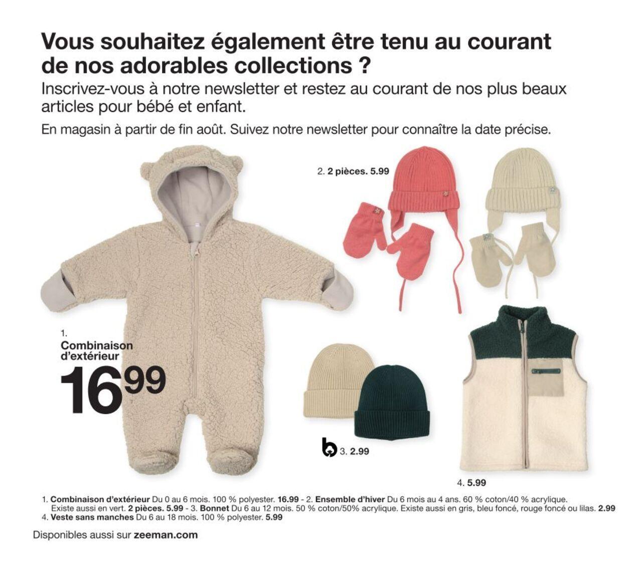 Zeeman Catalogue Bébé à partir du 01/08/2024 16