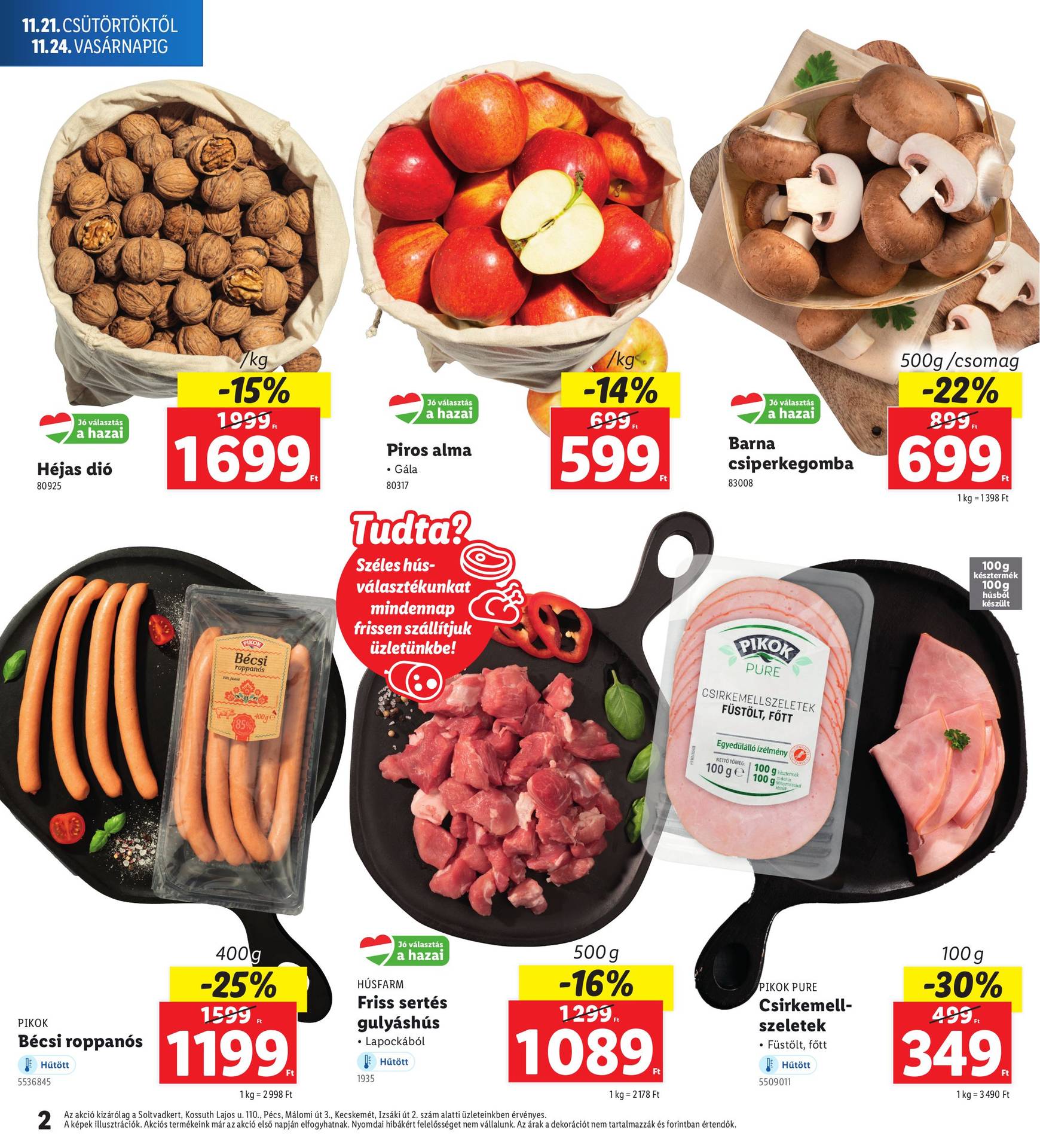 Lidl - Soltvadkert, Kecskemét, Pécs akciós újság, érvényes 11.21. - 11.24. 2