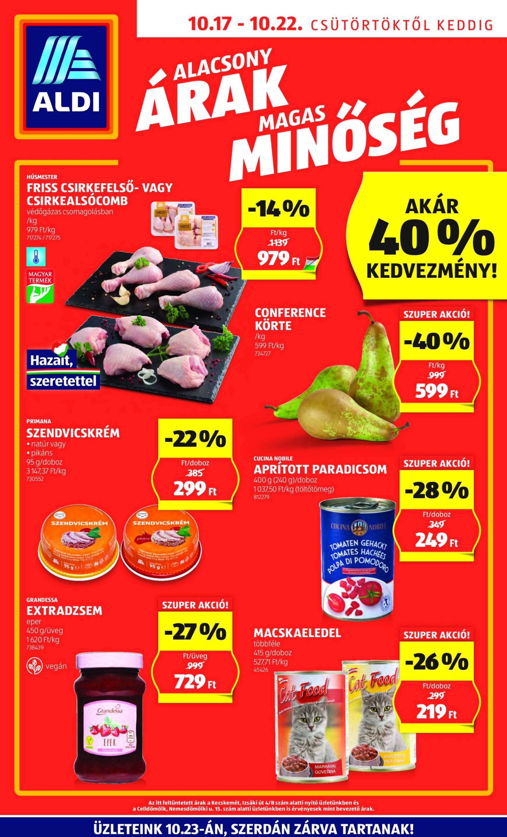 Aldi akciós újság, érvényes 10.17. - 10.22.