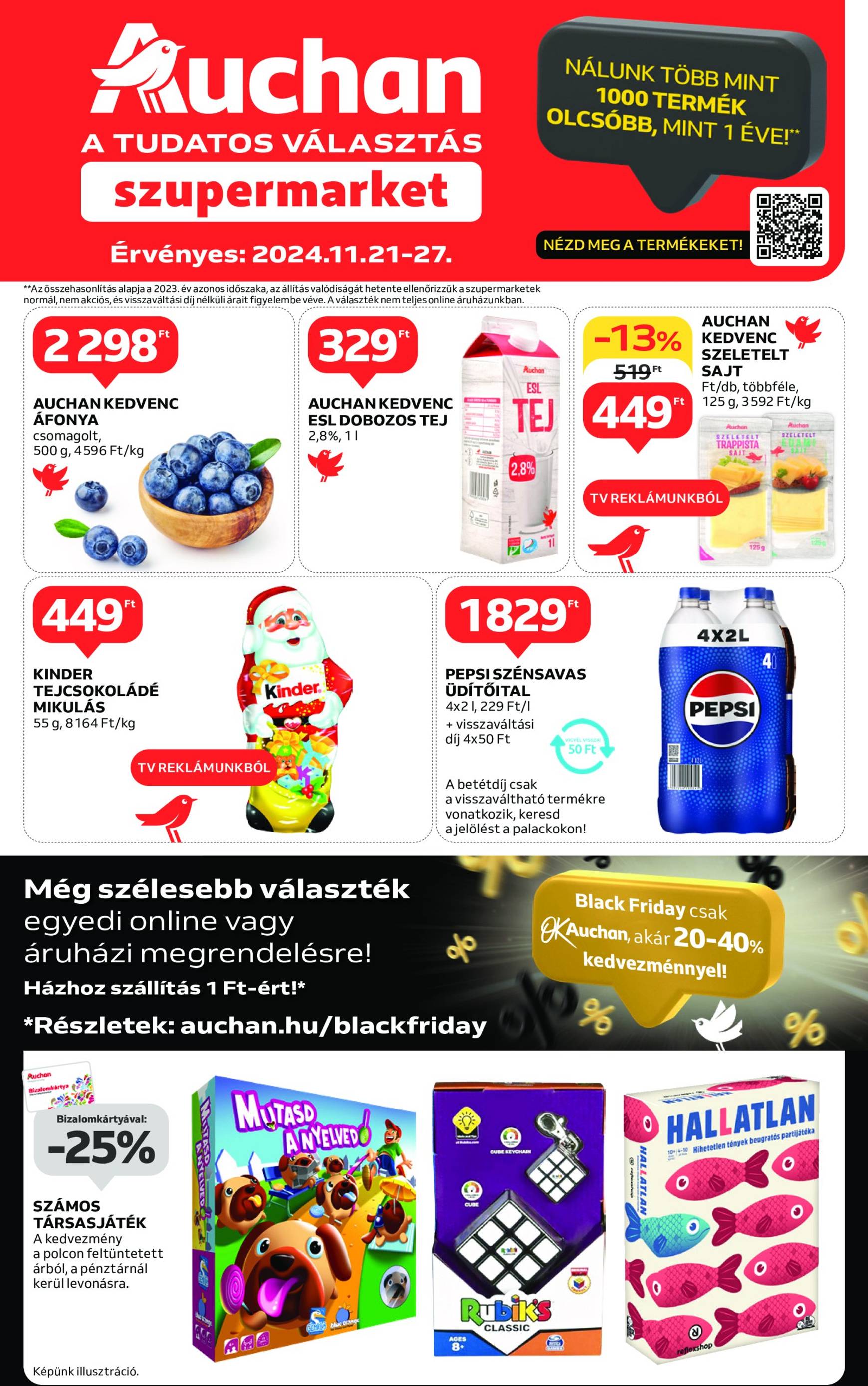 Auchan szupermarket - Black Friday akciós újság, érvényes 11.21. - 11.27.