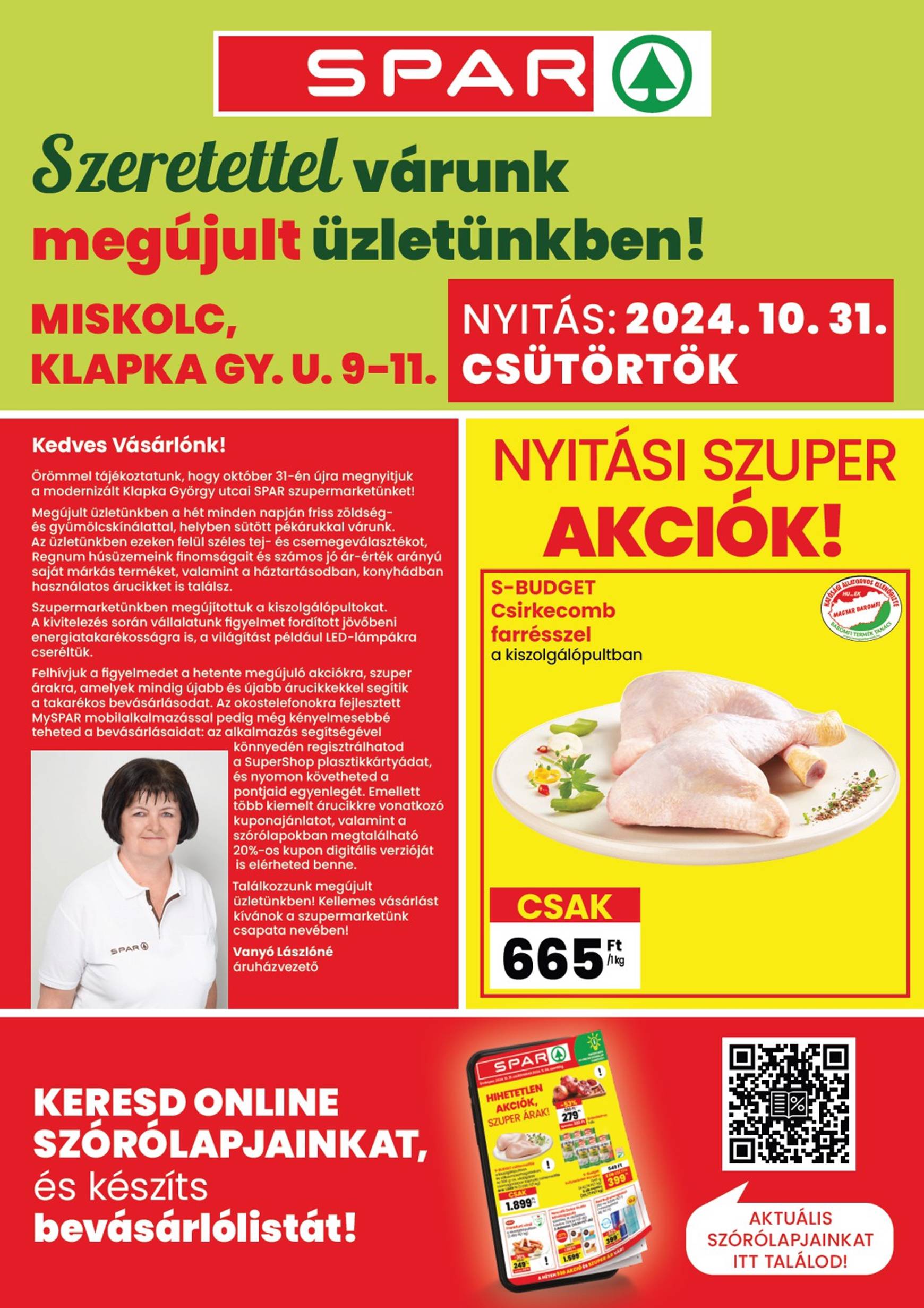 SPAR - Miskolc újranyitás akciós újság, érvényes 10.31. - 11.06.