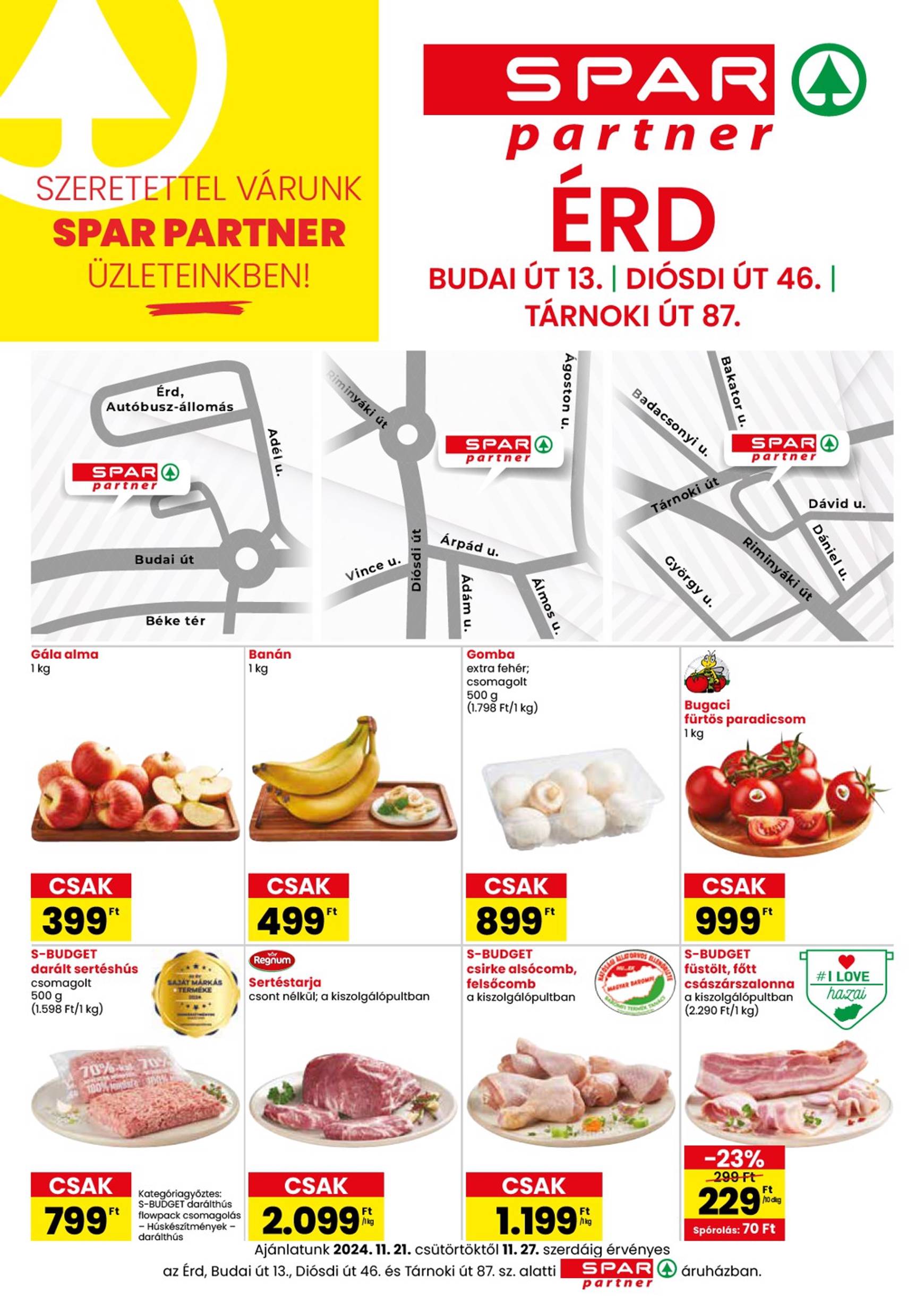 SPAR partner - Érd akciós újság, érvényes 11.21. - 11.27.