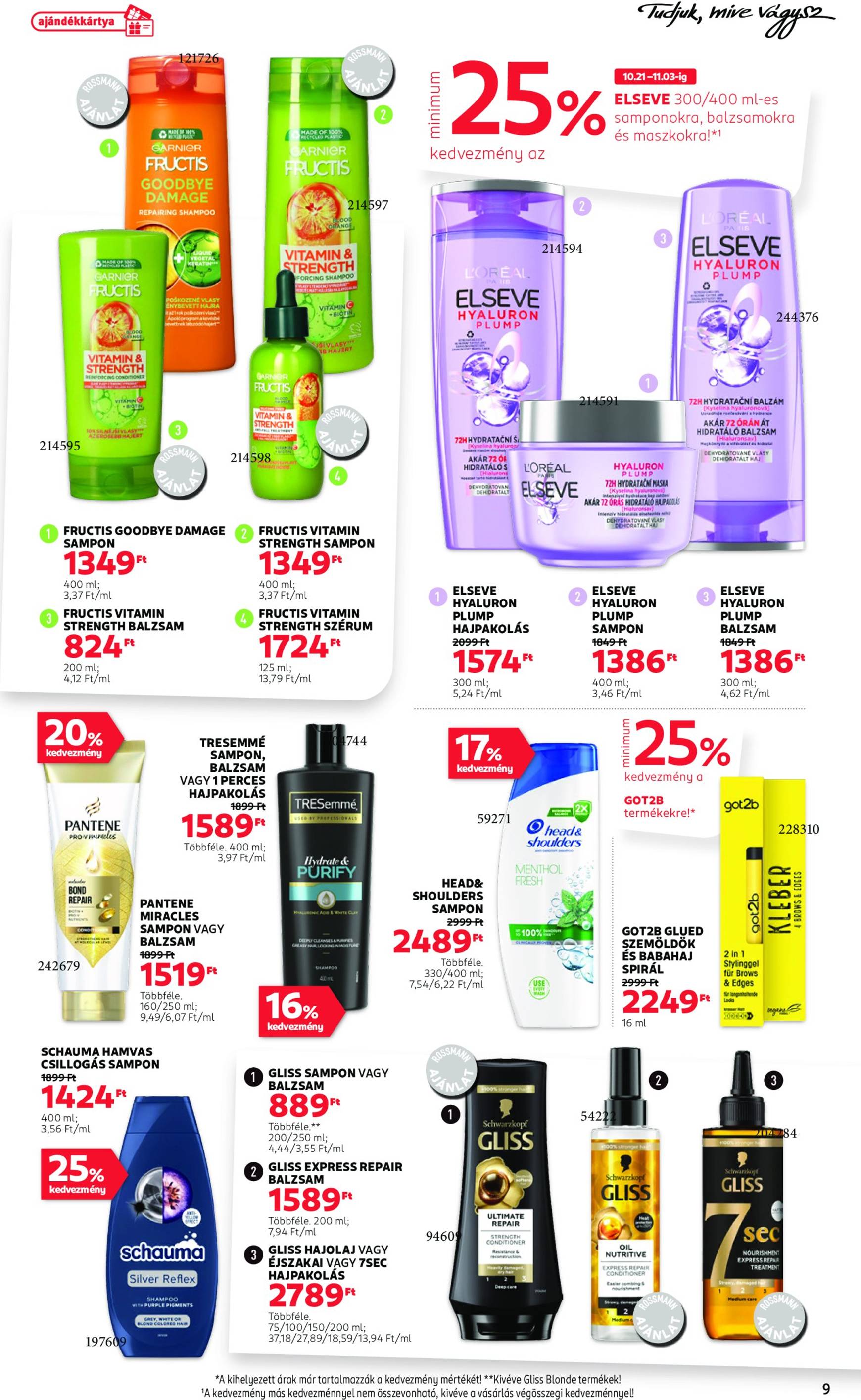 Rossmann akciós újság, érvényes 10.21. - 11.01. 9