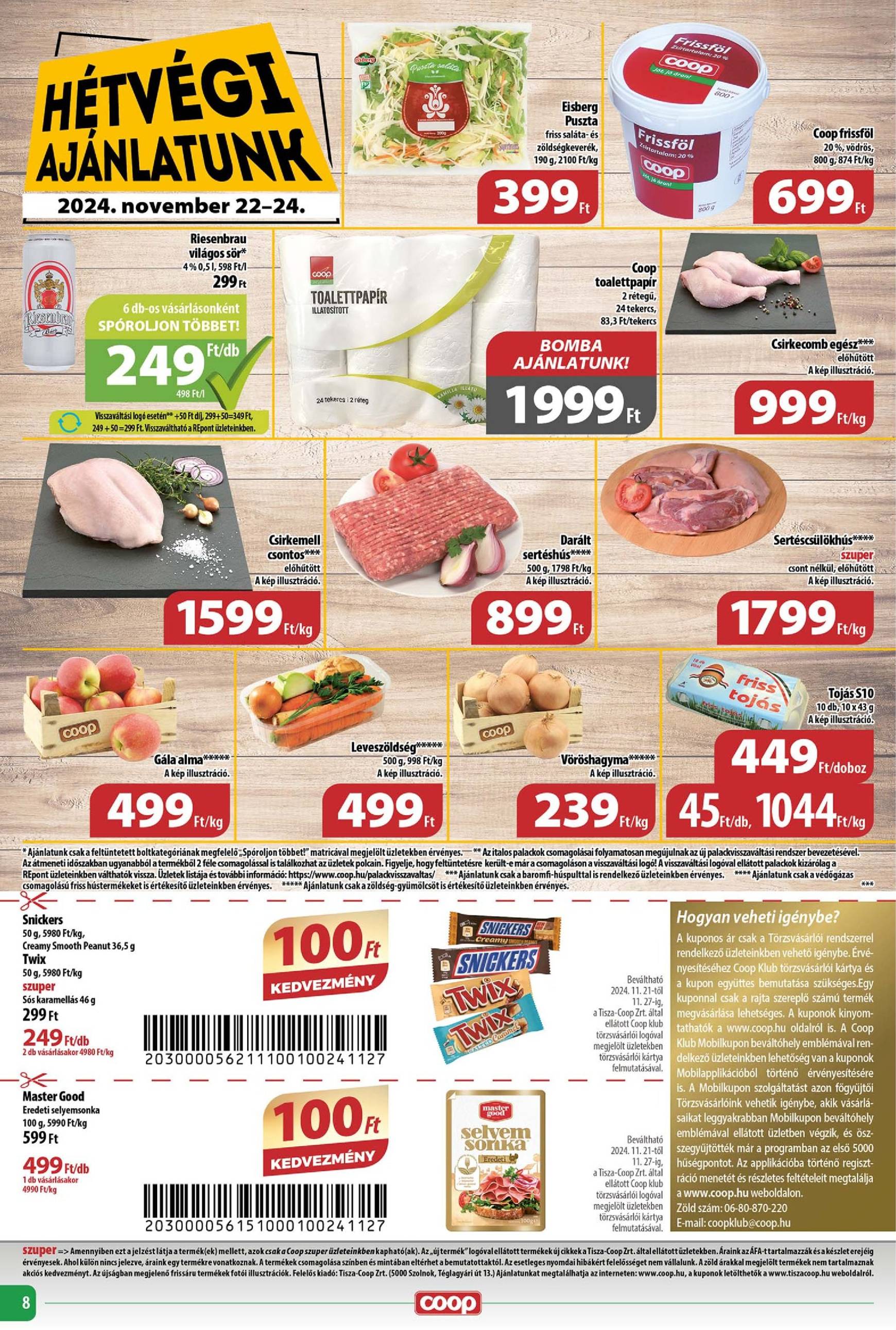 Coop - Tisza - Abc-Szuper akciós újság, érvényes 11.21. - 11.27. 8