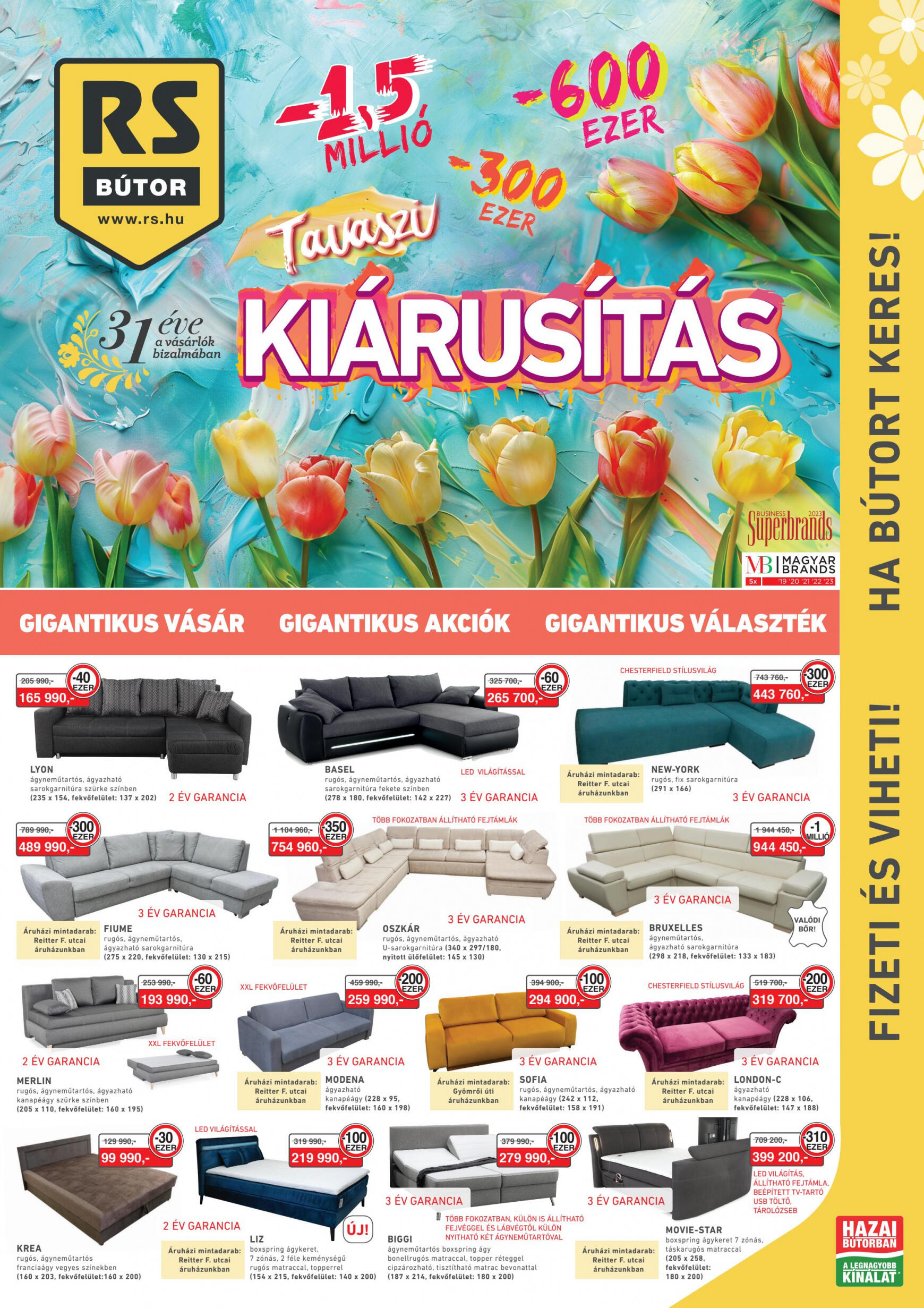 Aktuális újság RS Bútor - Tavaszi Kiárusítás 04.15. - 04.21.