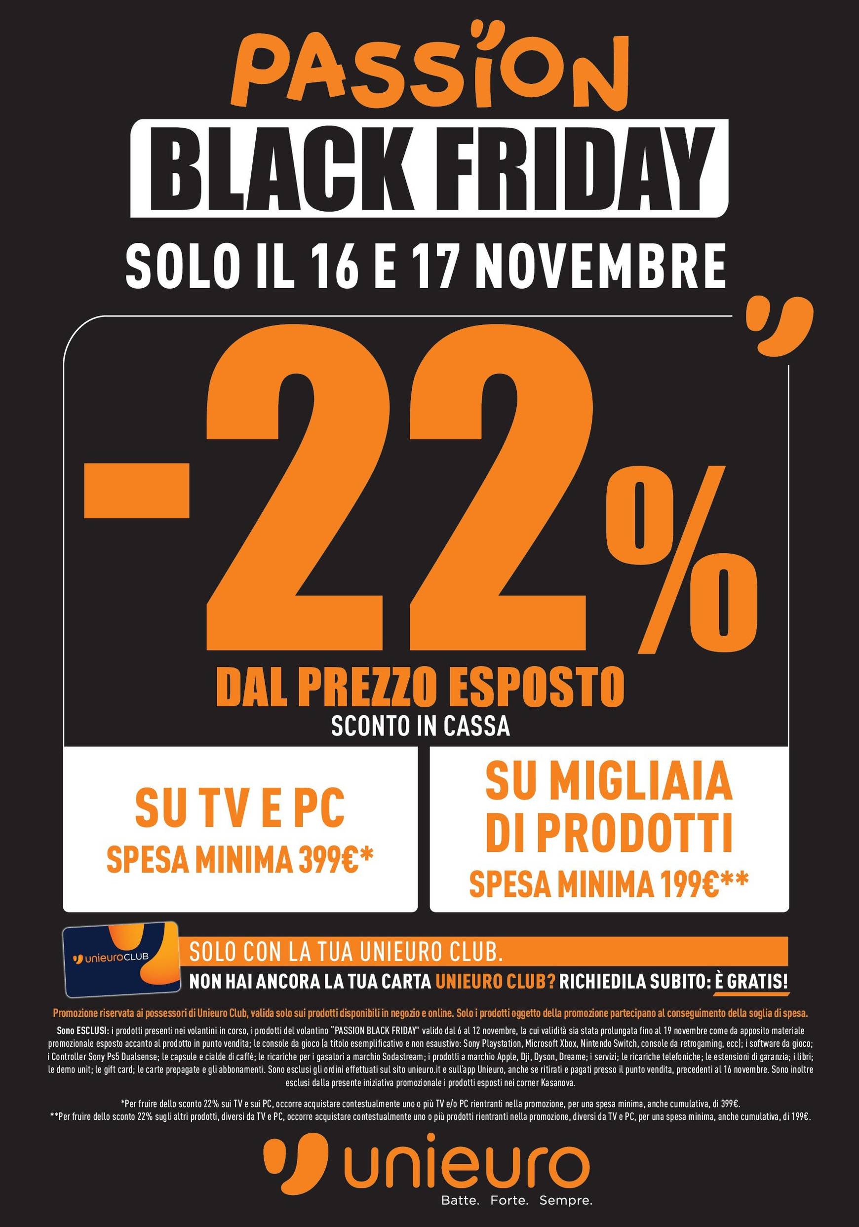 Volantino Unieuro - Black Friday valido dal 16.11. al 17.11.