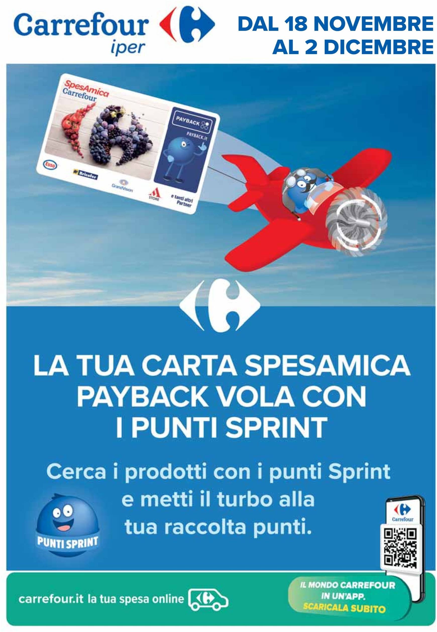 Volantino Carrefour - Punti Sprint Payback valido dal 18.11. al 02.12.