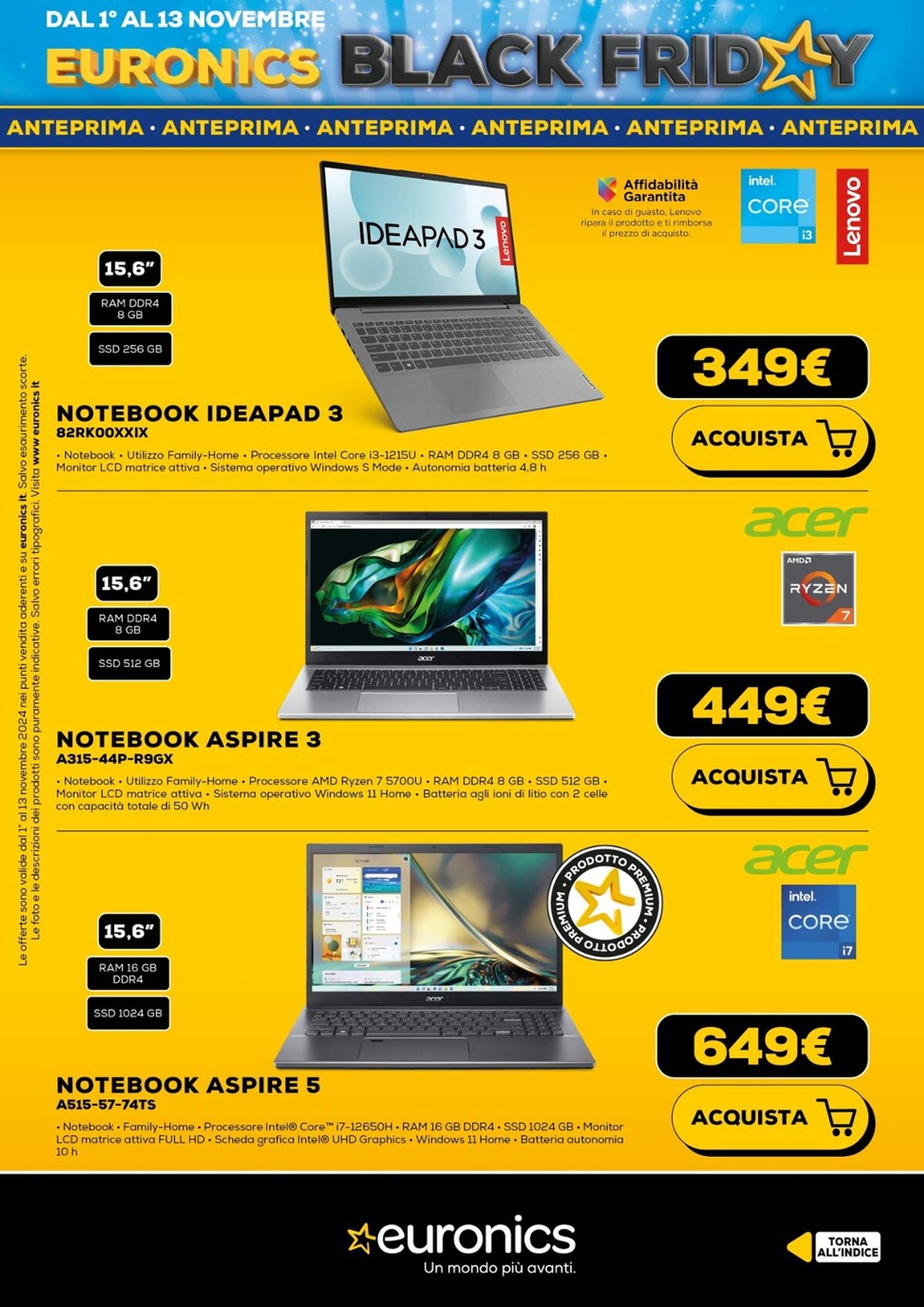 Volantino Euronics - Black Friday valido dal 01.11. al 13.11. 21