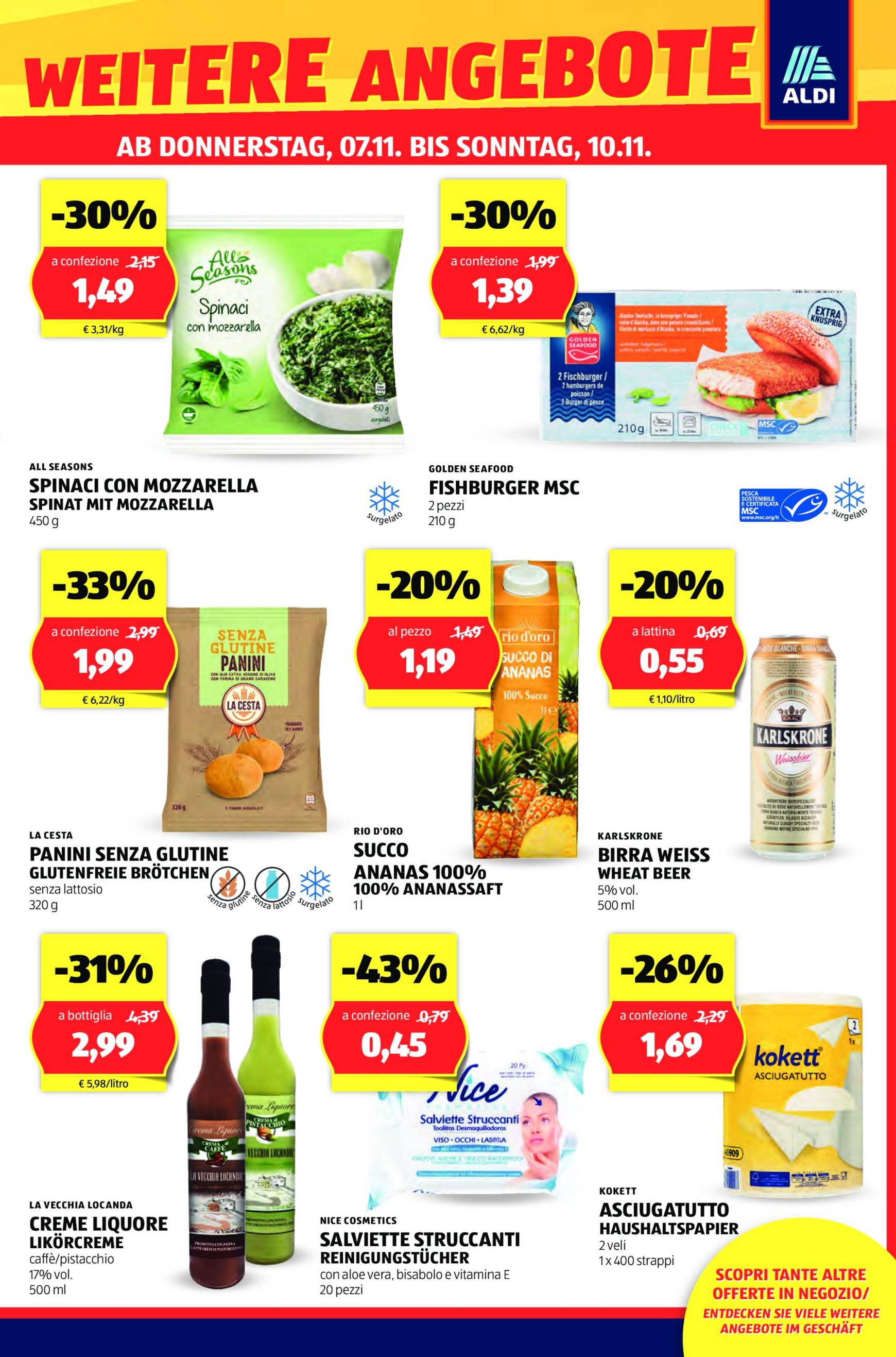 Volantino ALDI - Offerte nuova apertura Bolzano valido dal 07.11. al 10.11. 15