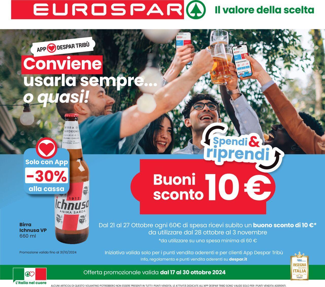 Eurospar volantino 17/10/2024 - 30/10/2024