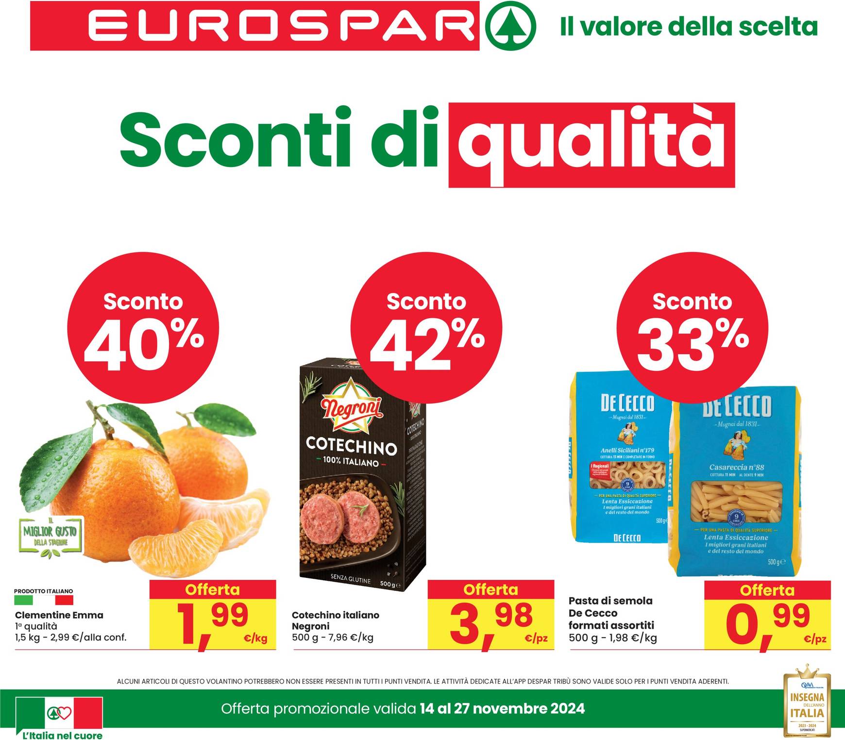 Volantino Eurospar valido dal 14.11. al 27.11.