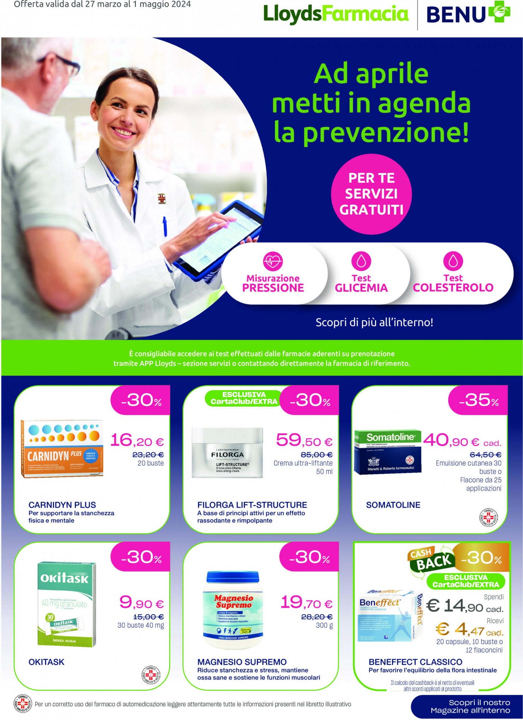 Nuovo volantino Lloyds Farmacia - Ad aprile metti in agenda la prevenzione! 27.03. - 01.05.