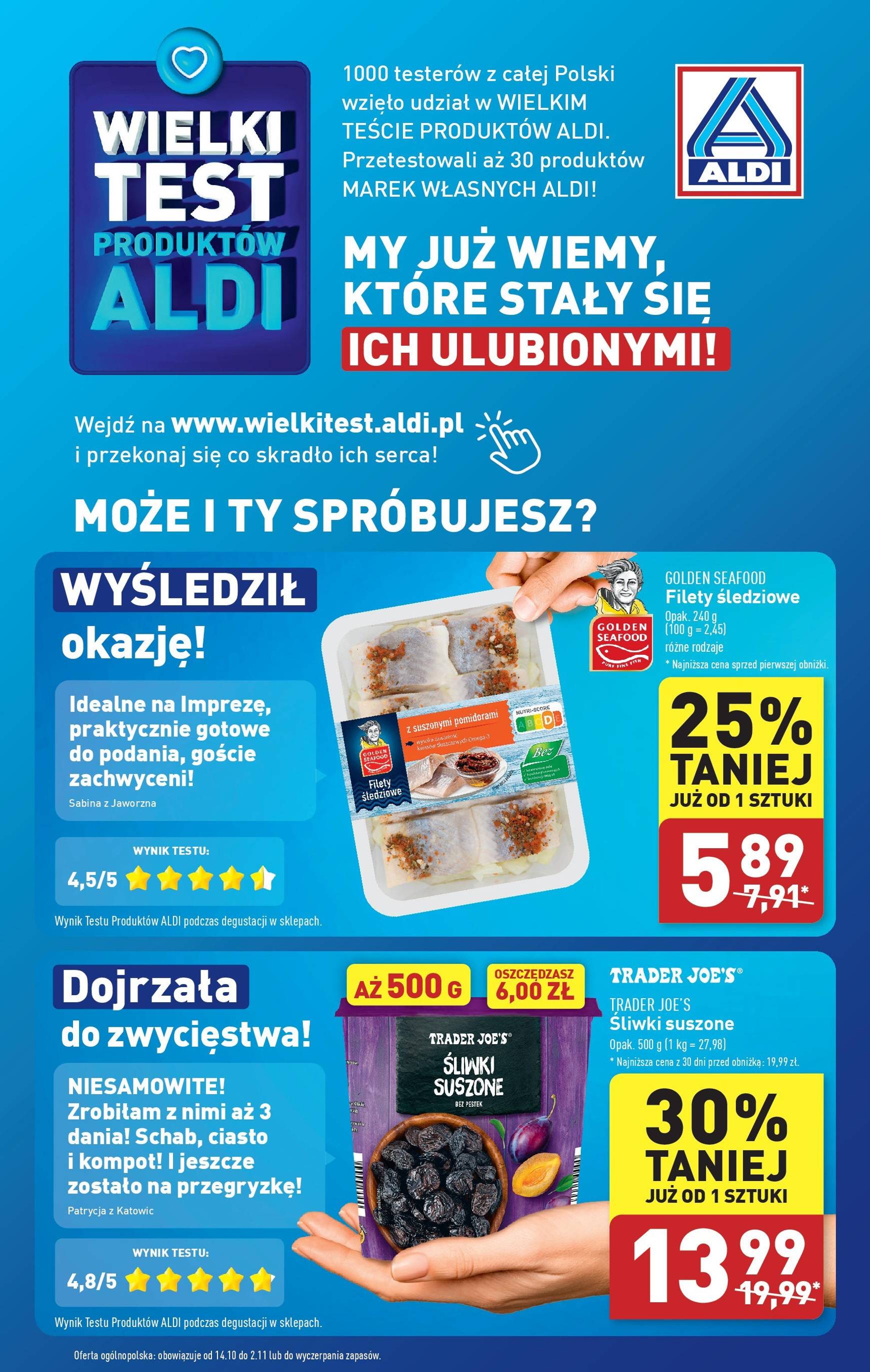 ALDI - Wielki test gazetka ważna od 28.10. - 02.11.