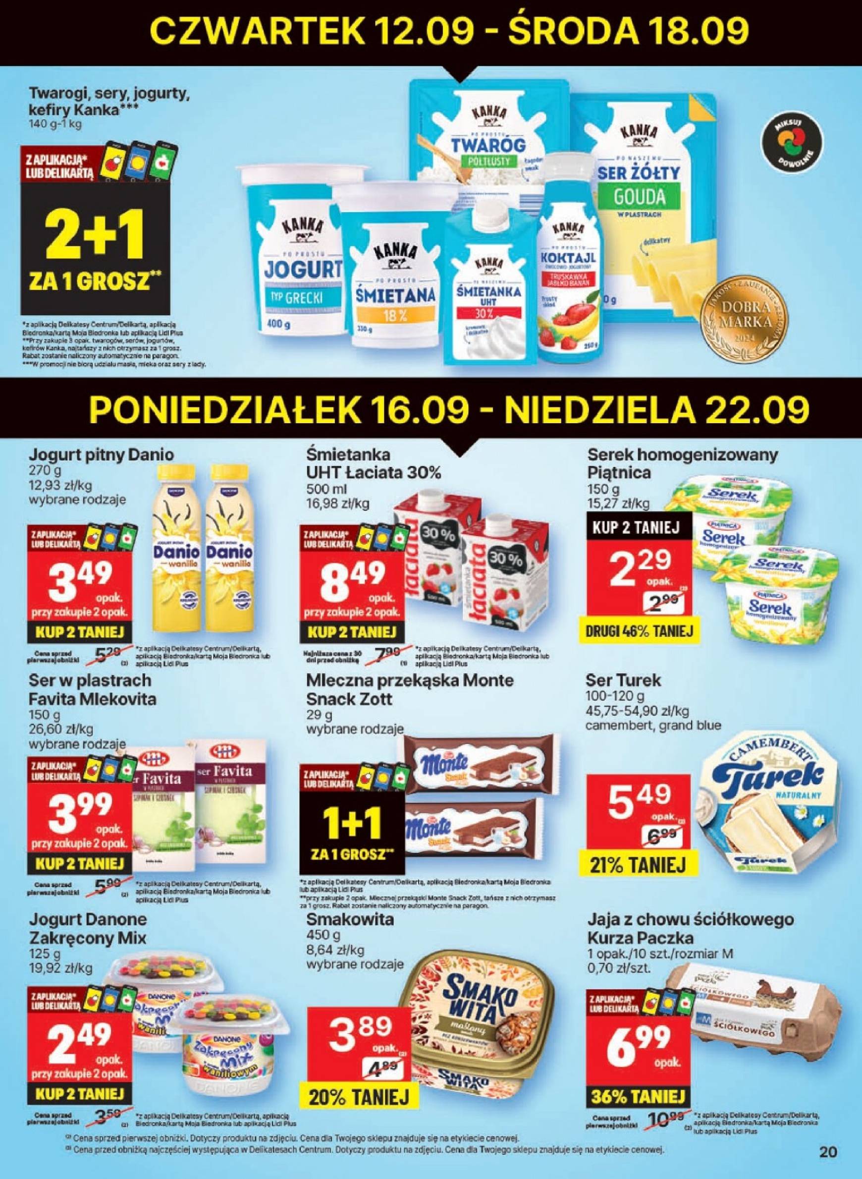 Aktualna Delikatesy Centrum gazetka ważna od 16.09. - 22.09. 20