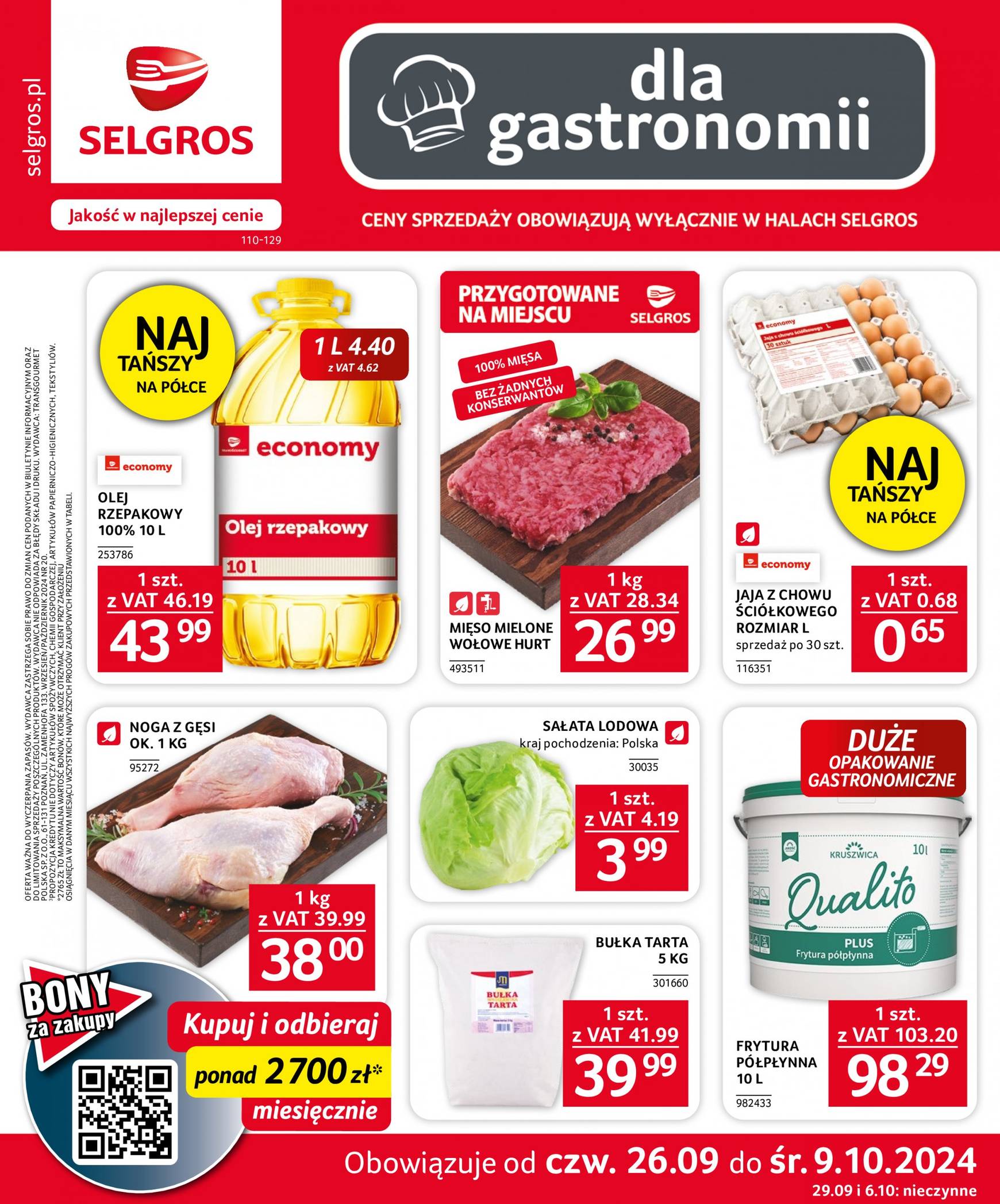 Aktualna Selgros cash&carry - Oferta dla gastronomii gazetka ważna od 26.09. - 09.10.