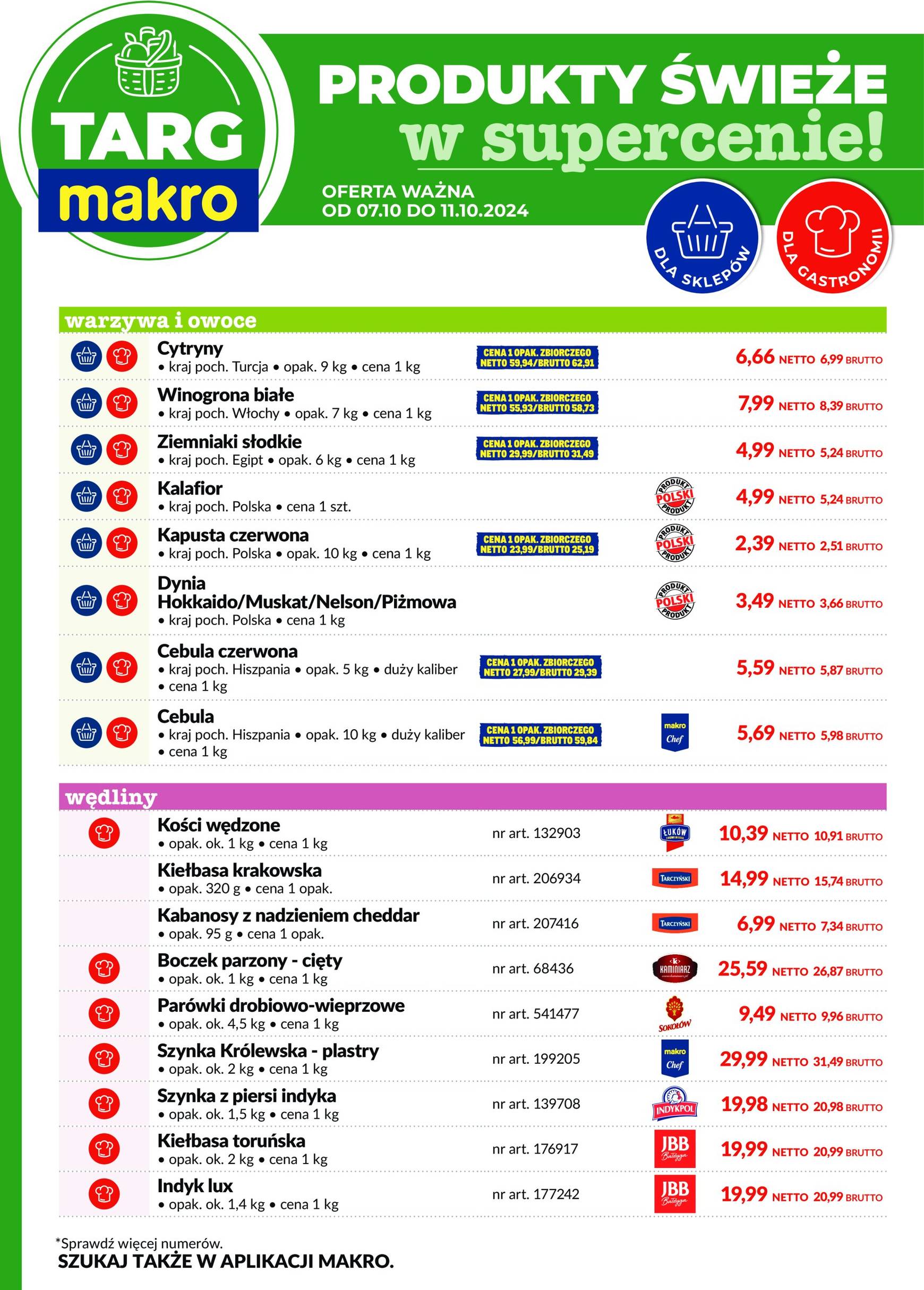 Targ MAKRO - oferta świeża w super cenach gazetka ważna od 07.10. - 11.10.