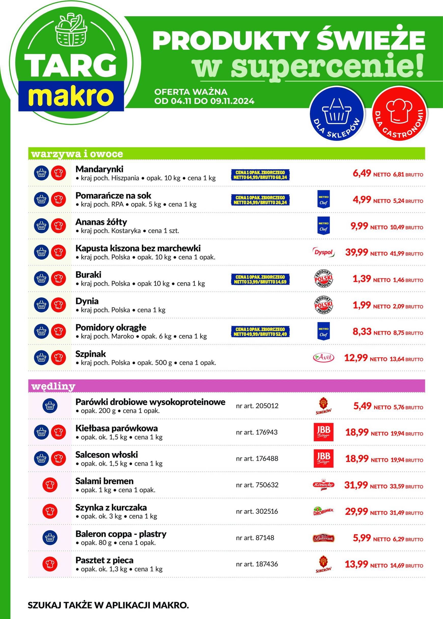 Targ MAKRO - oferta świeża w super cenach! gazetka ważna od 04.11. - 09.11.