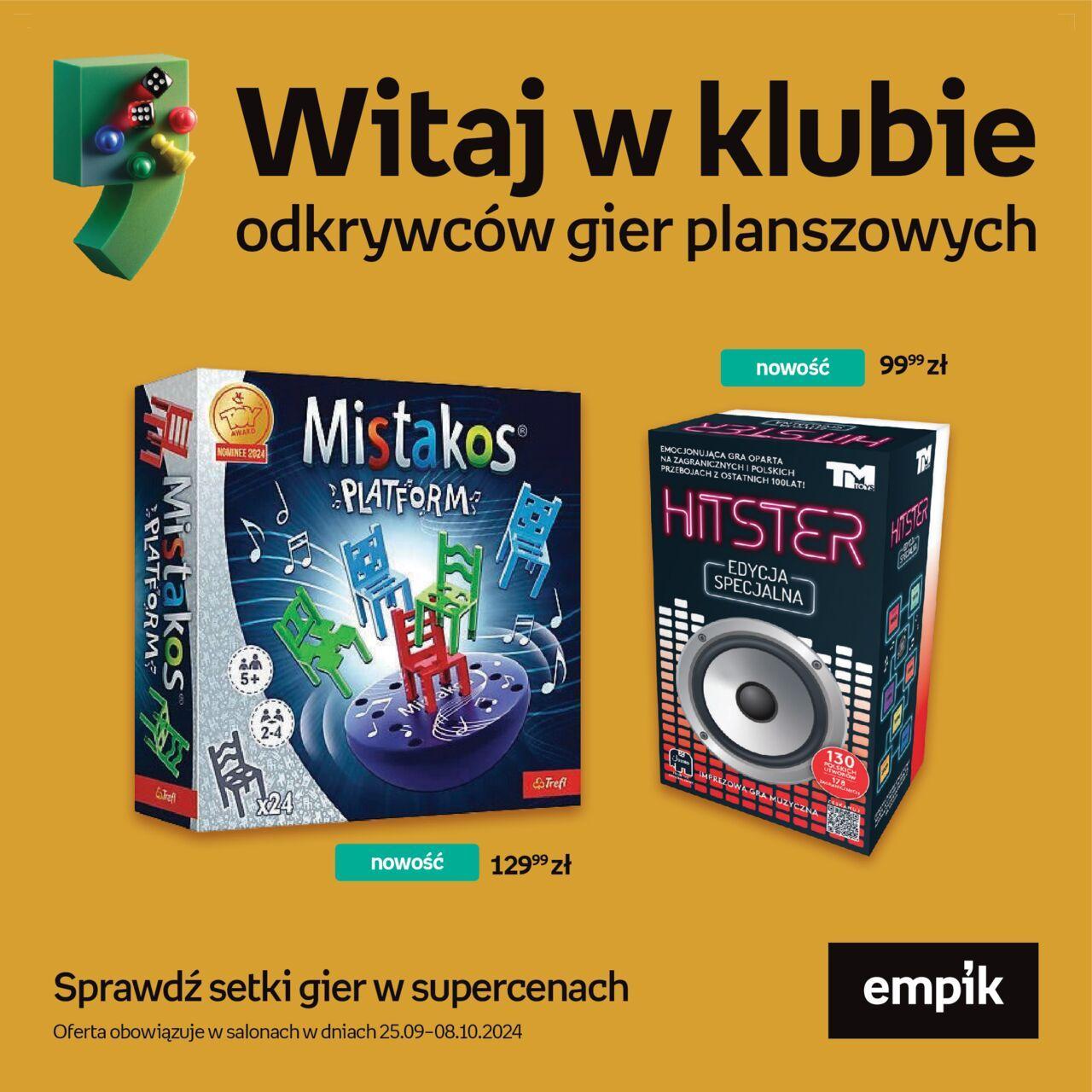 Empik Gazetka - Witaj w klubie odkrywców gier planszowych 25.09.2024 - 08.10.2024