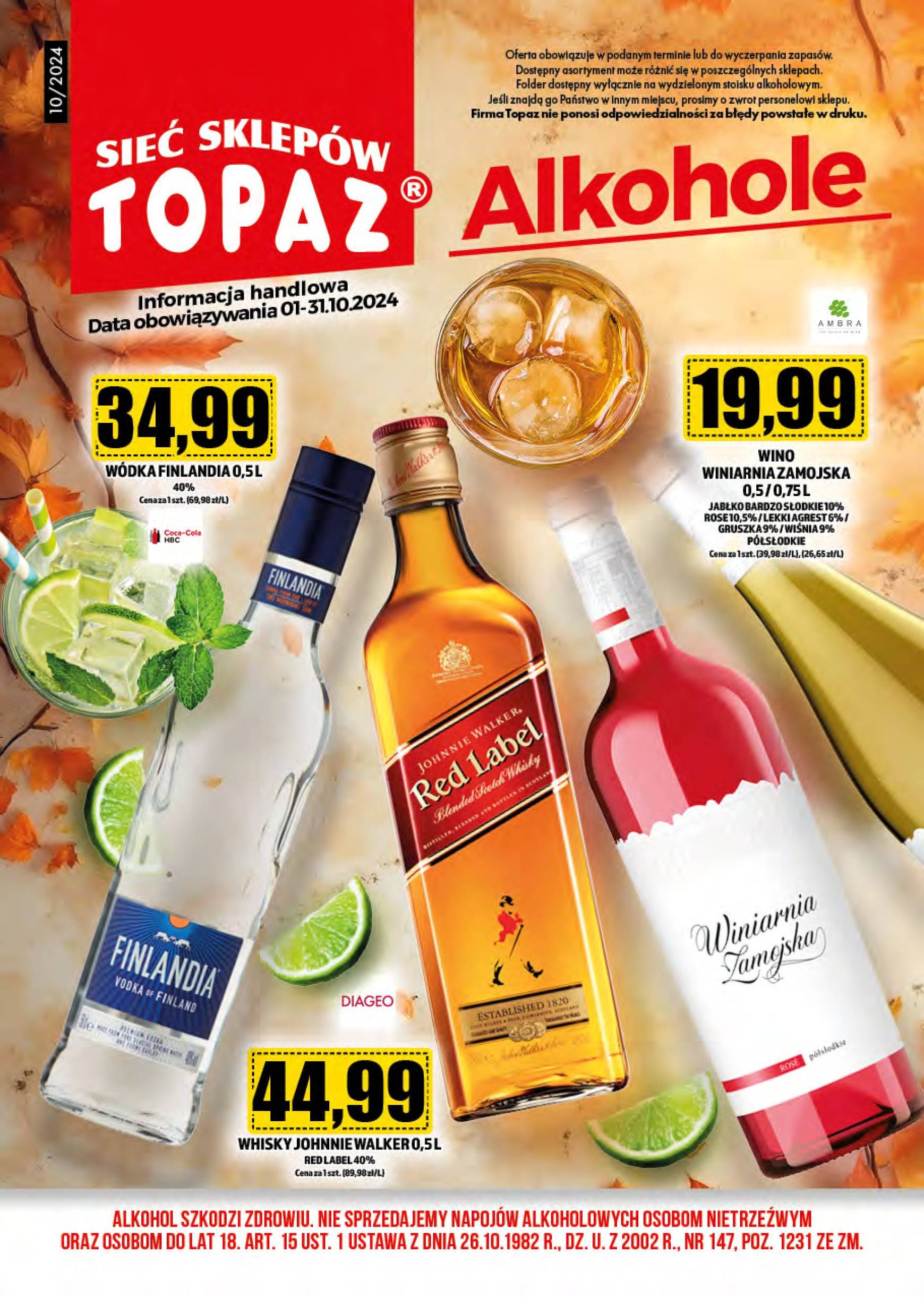 Aktualna Topaz24 - Alkohole gazetka ważna od 01.10. - 31.10.