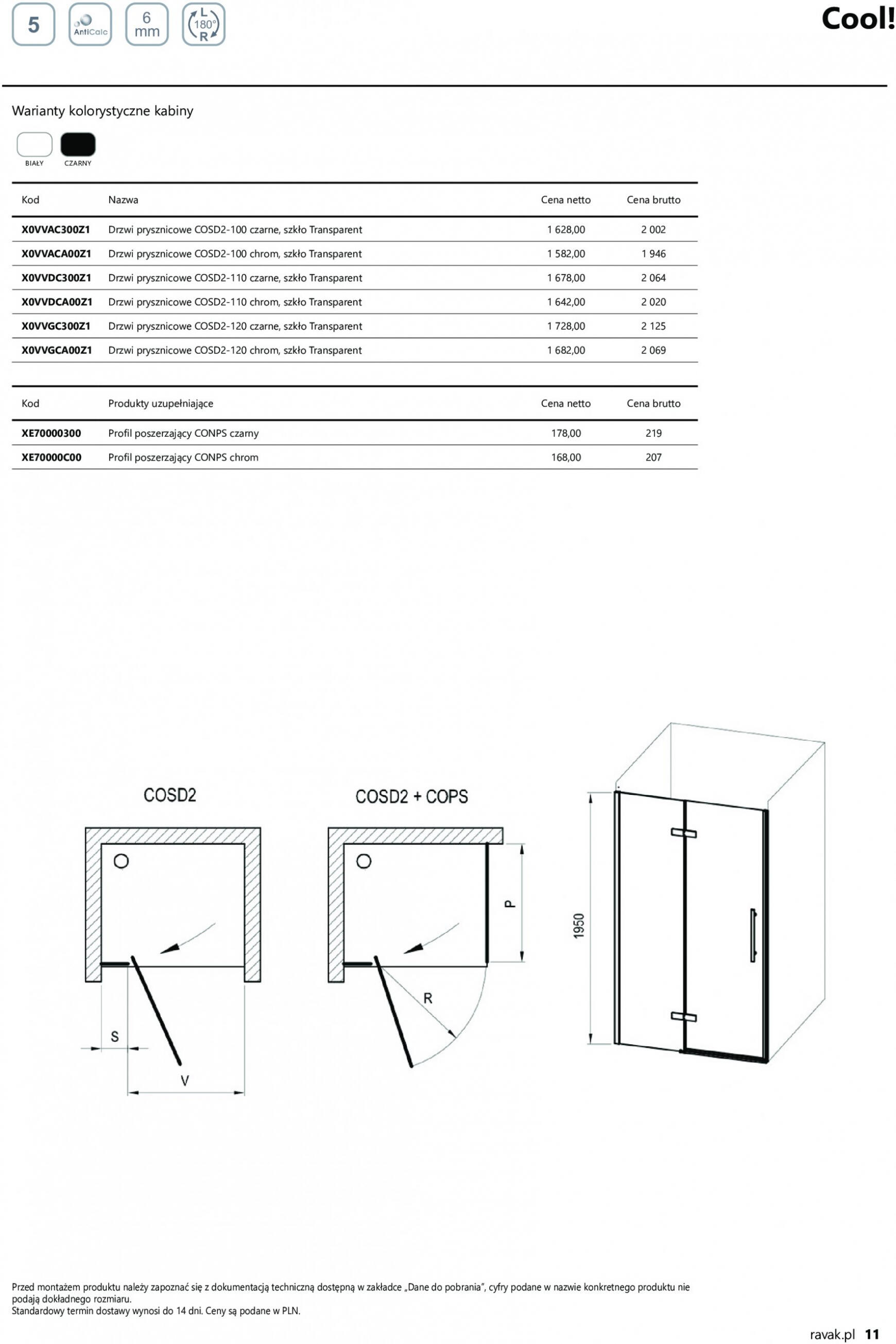 RAVAK - Kolekcja COOL! obowiązuje od 27.11.2023 11
