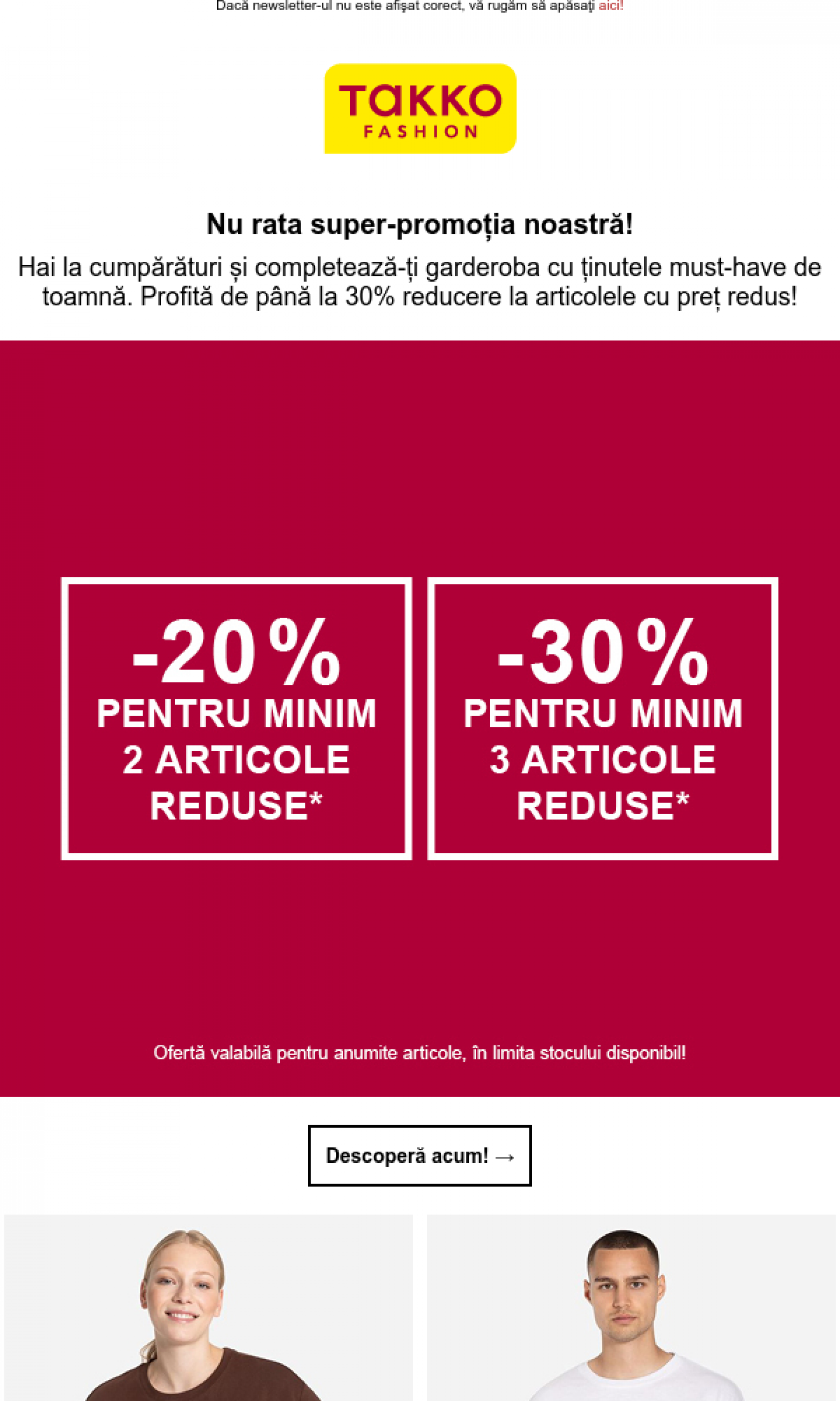 Takko - Mid-Season Sale: reduceri EXTRA de până la 30%! Nu rata!