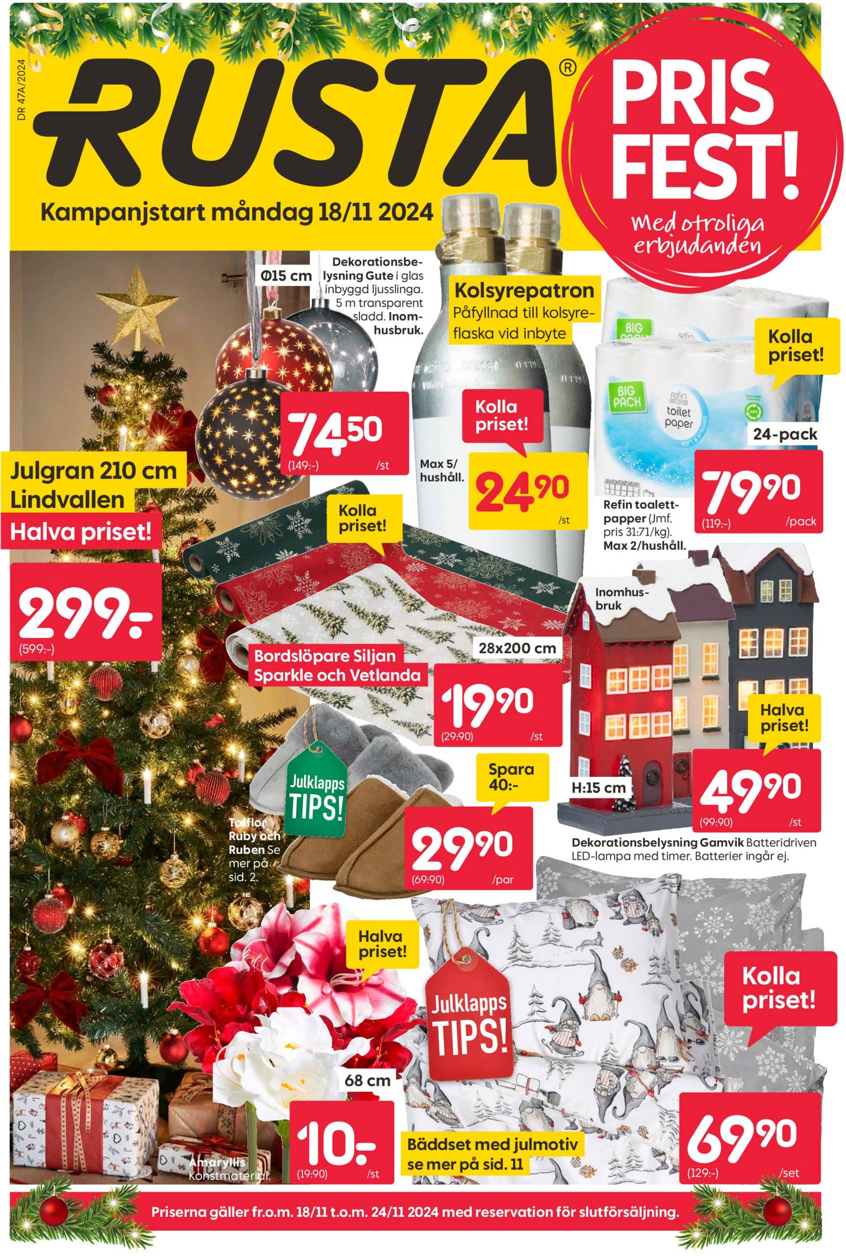 Rusta - Juldekorationer-reklambladet är giltigt från 18.11. - 24.11.