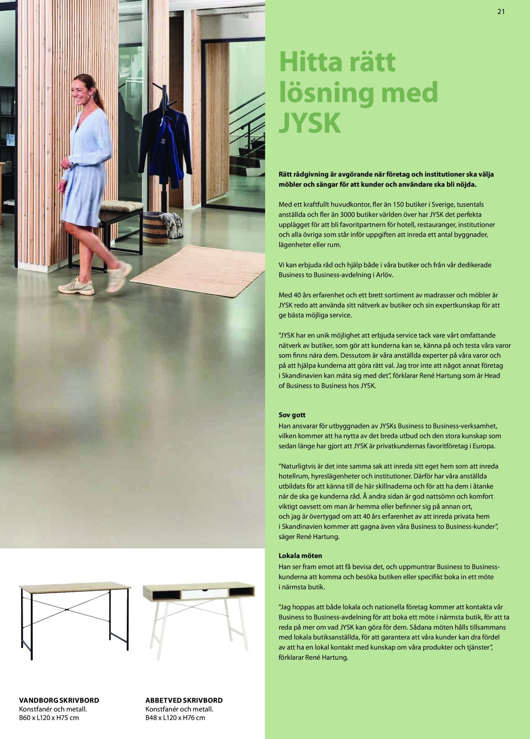 JYSK - Business to Business-reklambladet är giltigt från 01.01. - 31.12. 21