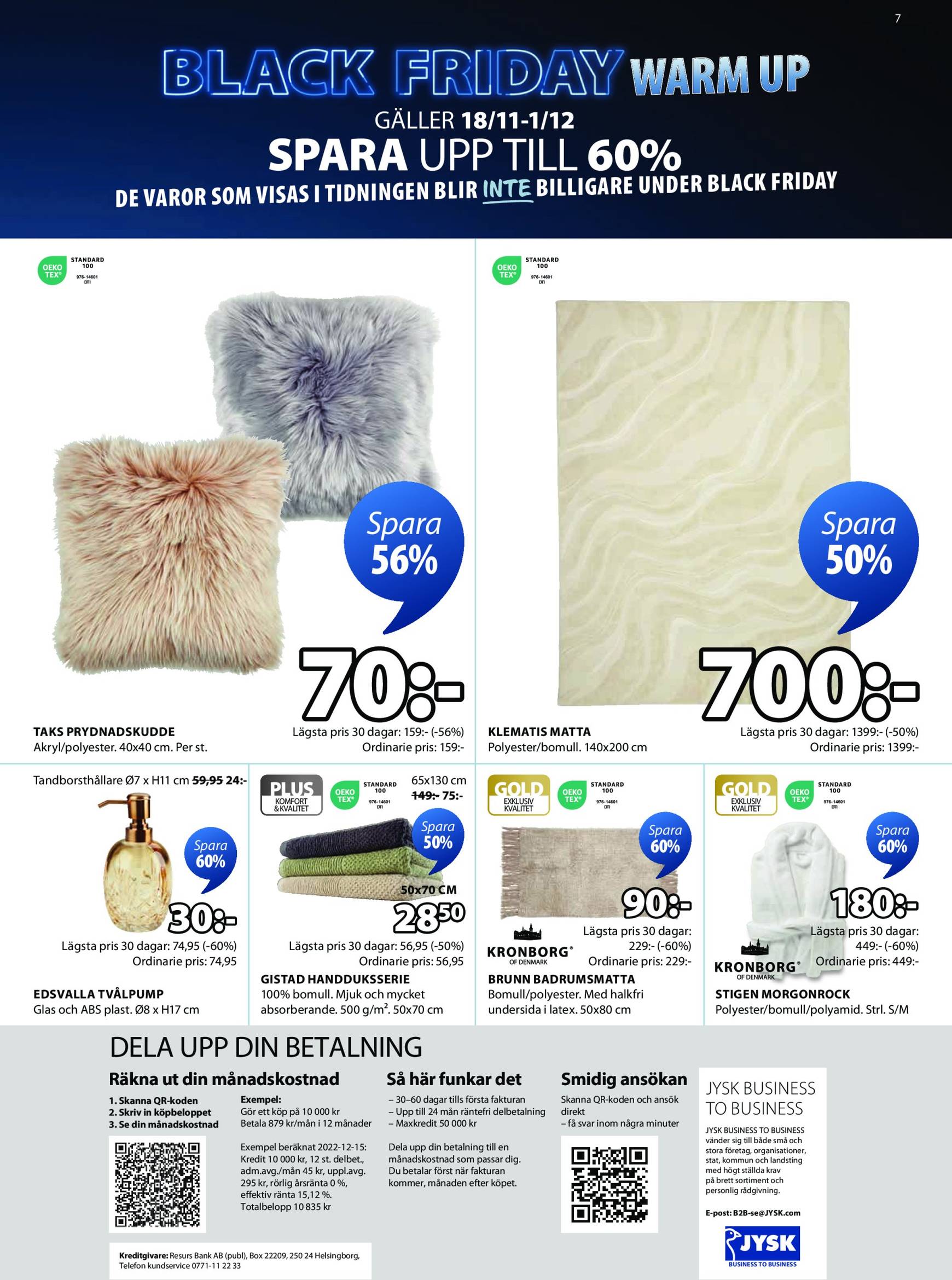 JYSK - Black Friday-reklambladet är giltigt från 18.11. - 01.12. 7