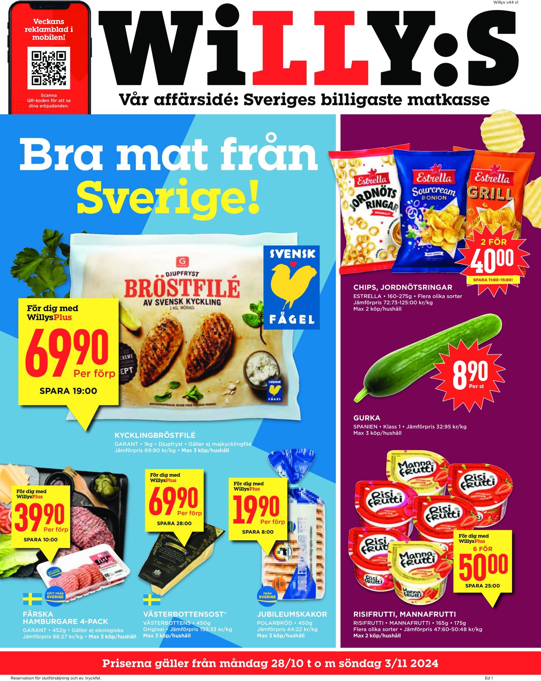 Willy's-reklambladet är giltigt från 28.10. - 03.11.