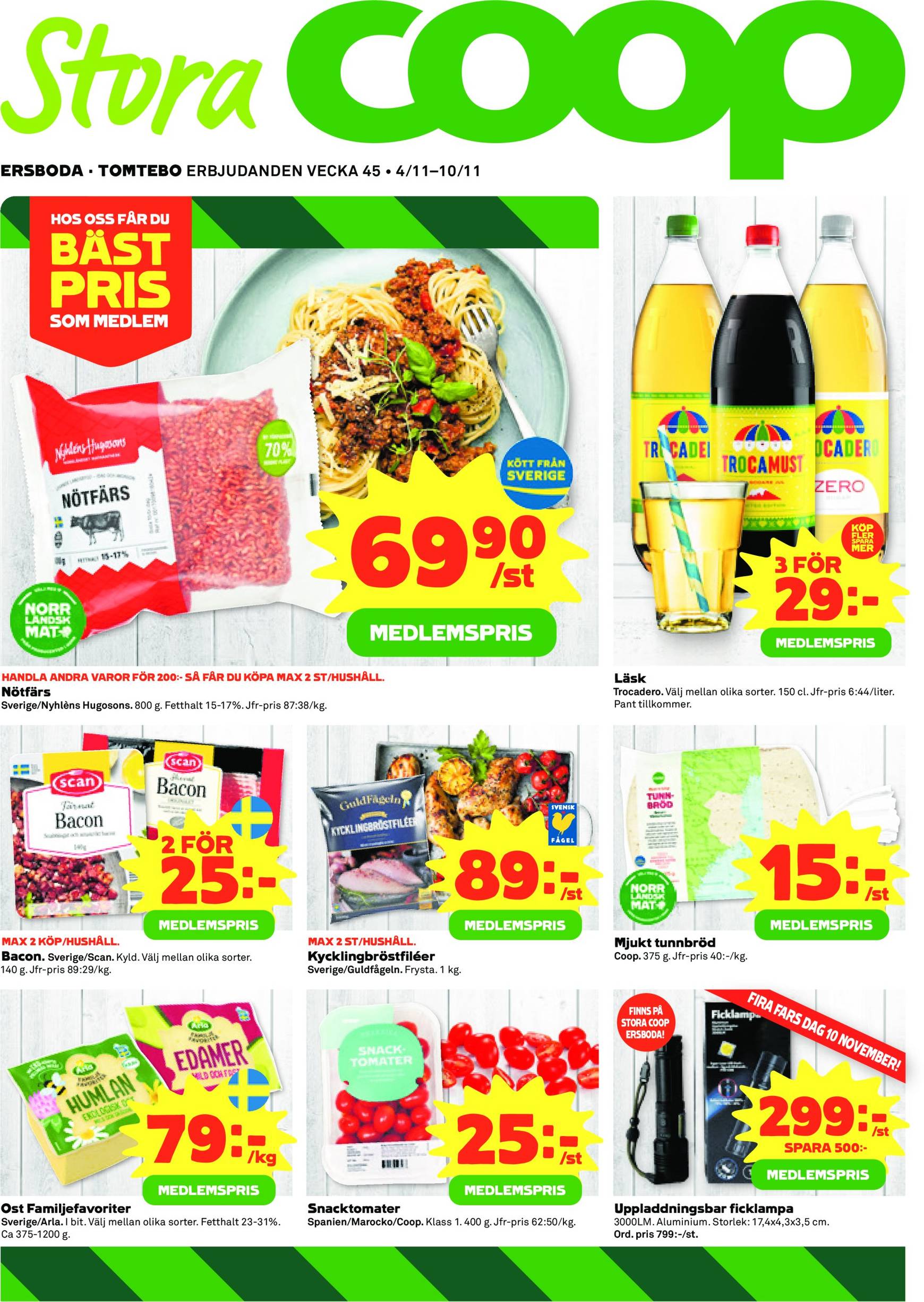 Stora Coop - Ersboda, Tomtebo-reklambladet är giltigt från 04.11. - 10.11.