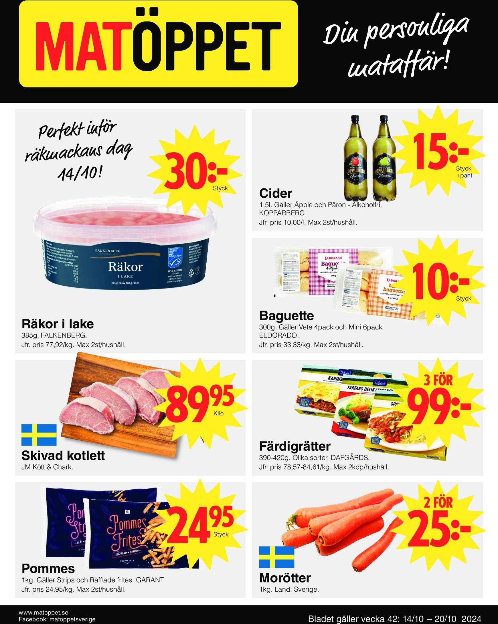 Matöppet-reklambladet är giltigt från 14.10. - 20.10.