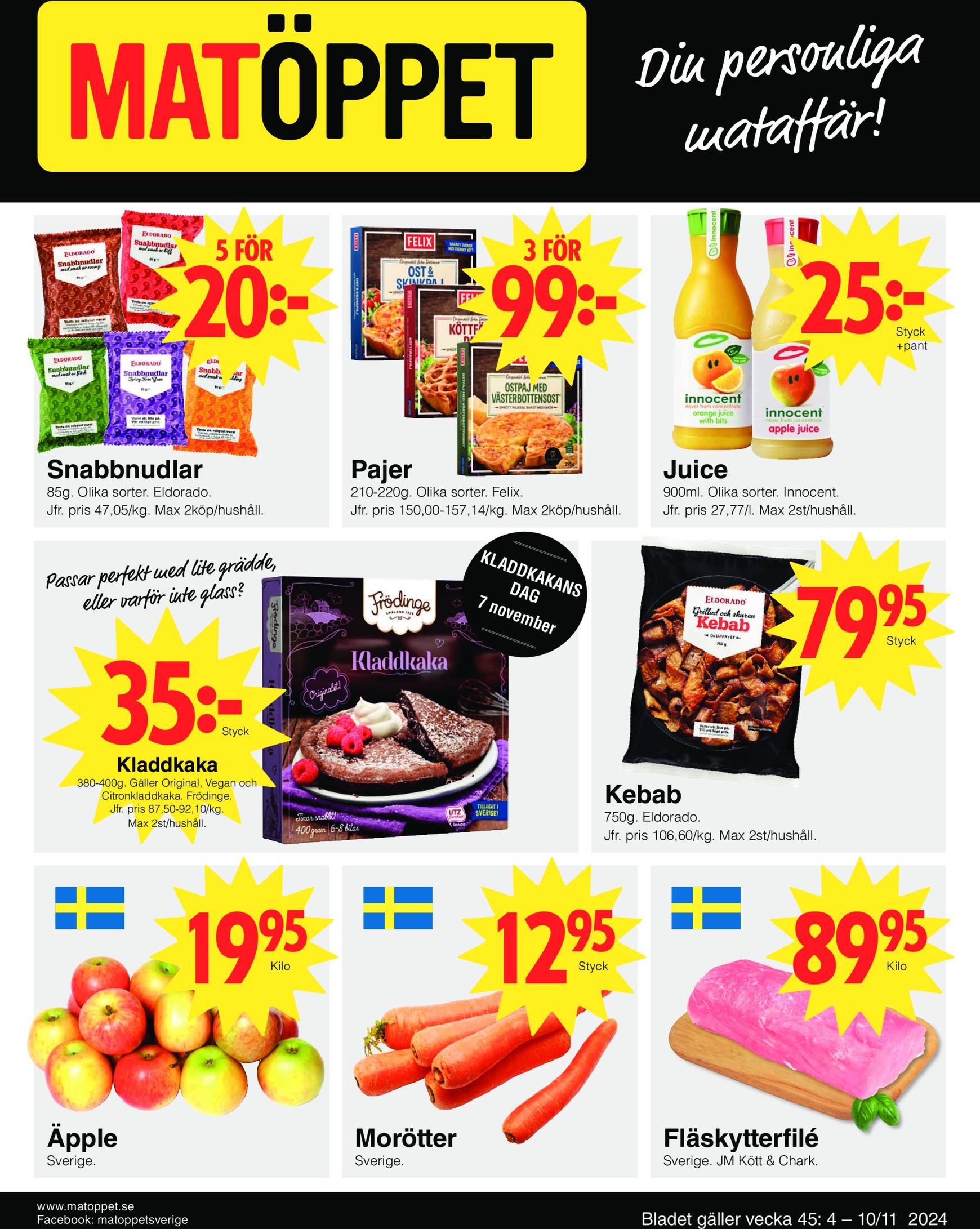 Matöppet-reklambladet är giltigt från 04.11. - 10.11.