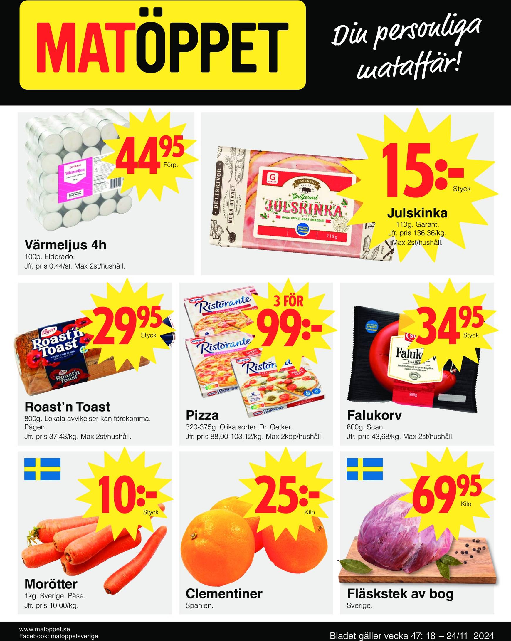 Matöppet-reklambladet är giltigt från 18.11. - 24.11.