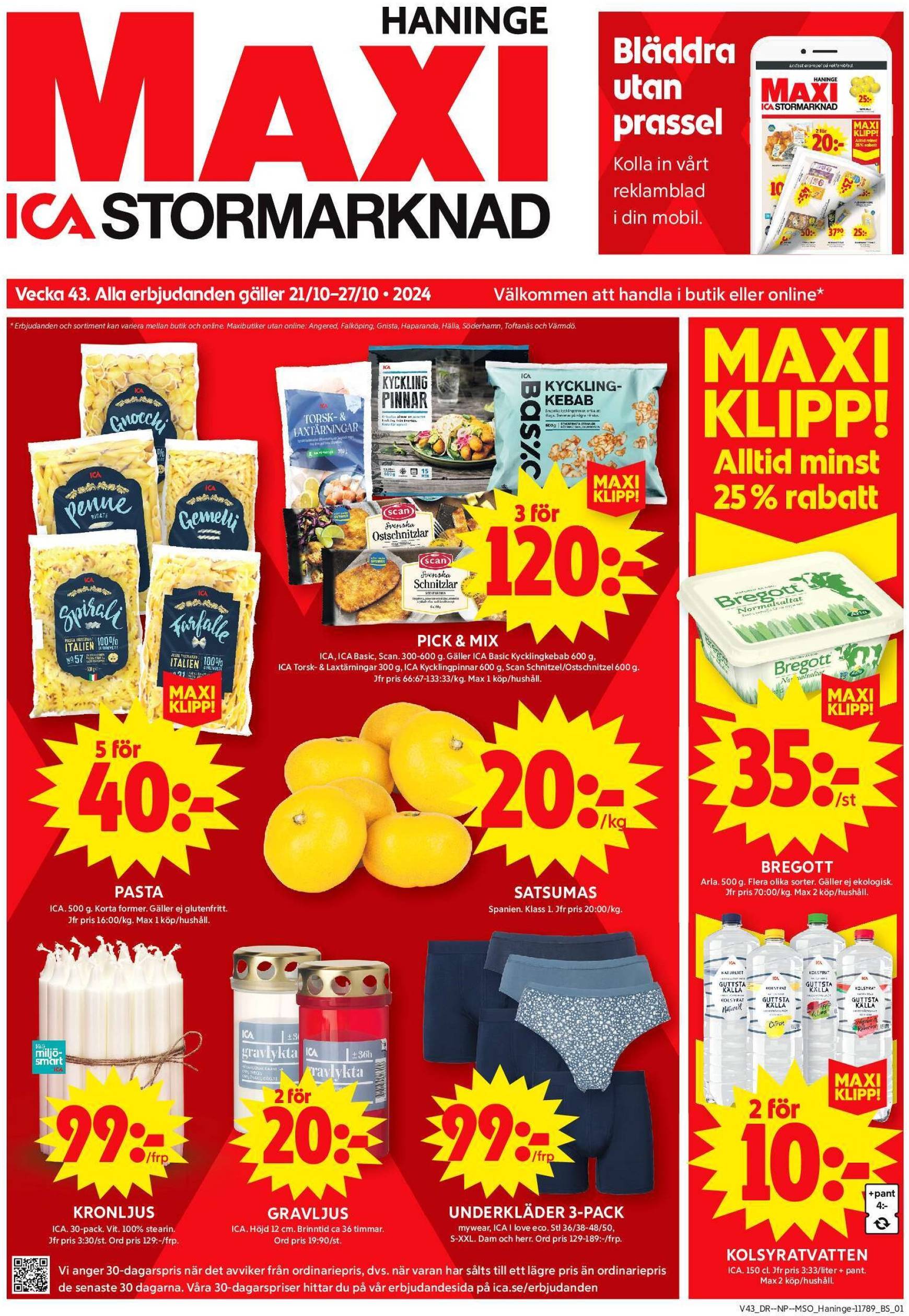 ICA Maxi-reklambladet är giltigt från 21.10. - 27.10.