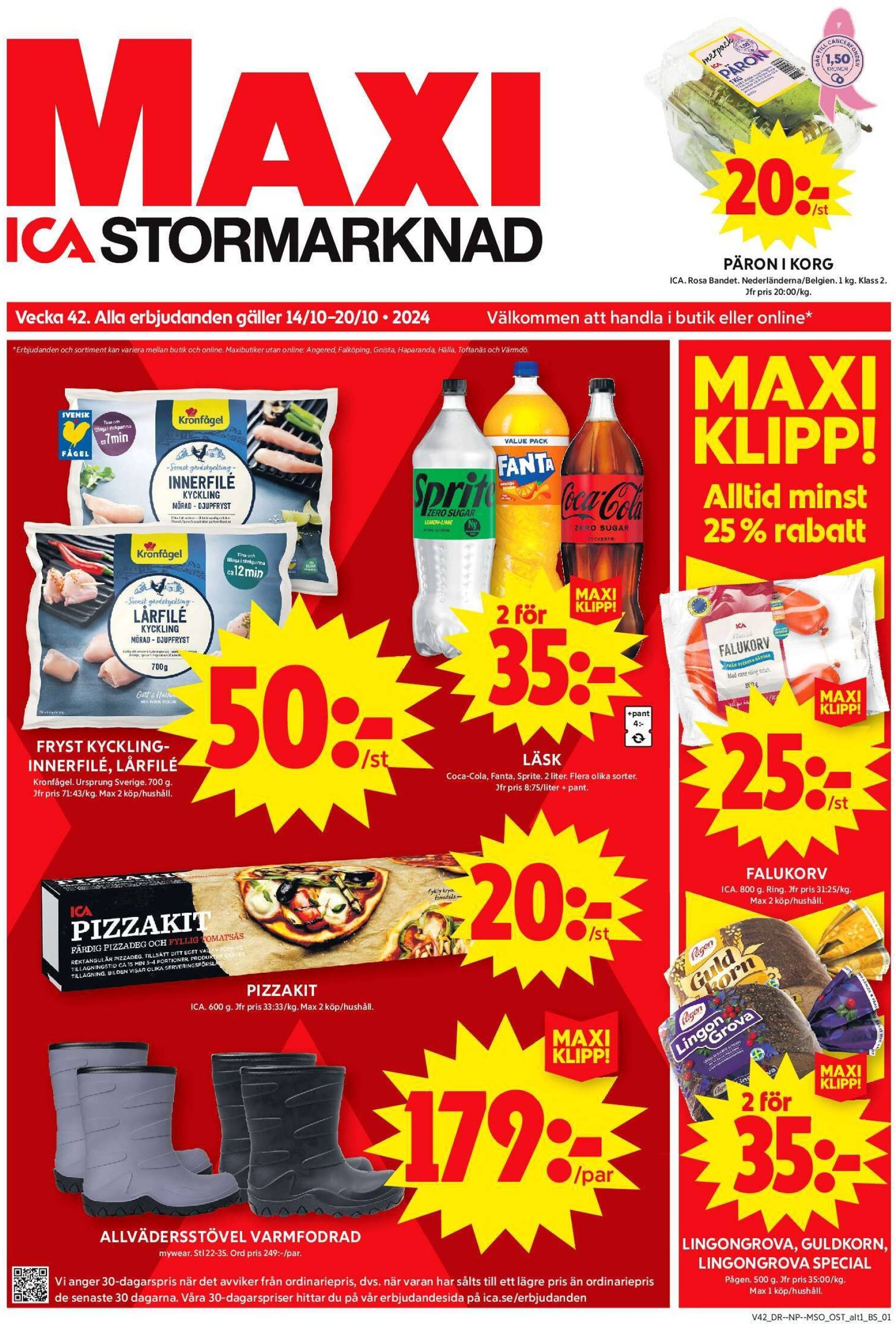 ICA Maxi-reklambladet är giltigt från 14.10. - 20.10.