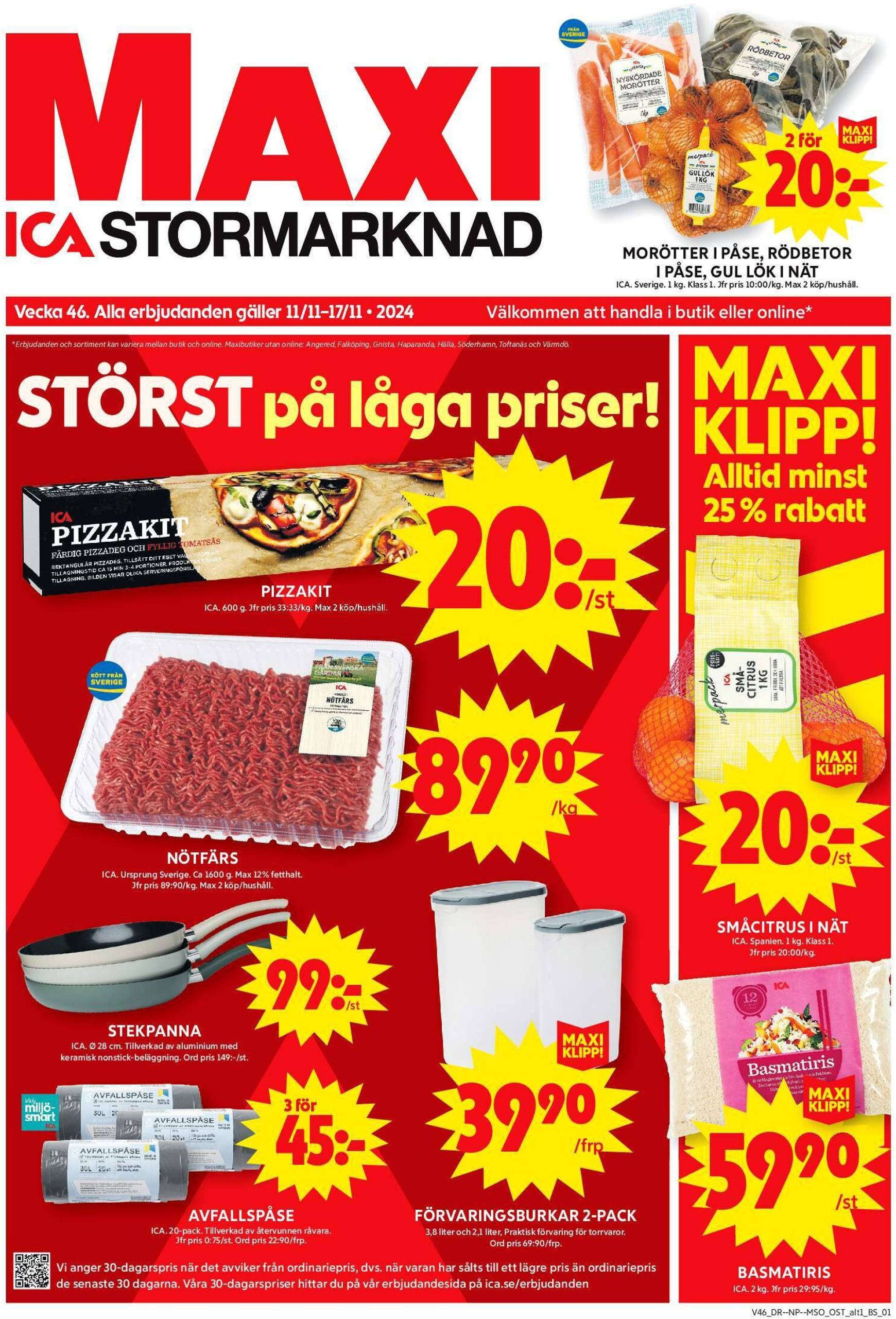 ICA Maxi-reklambladet är giltigt från 11.11. - 17.11.