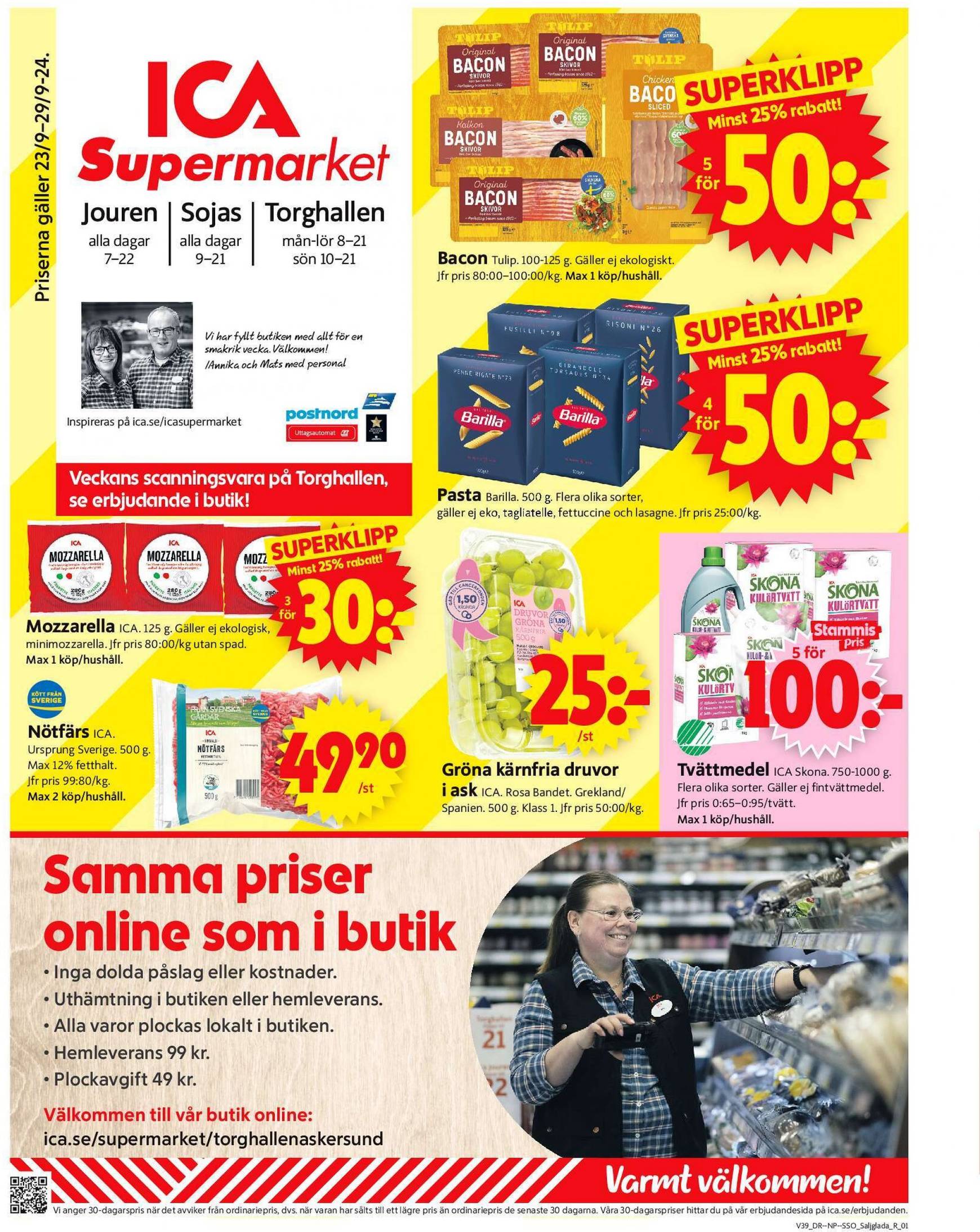 ICA Supermarket-reklambladet giltigt från 23.09. - 29.09.