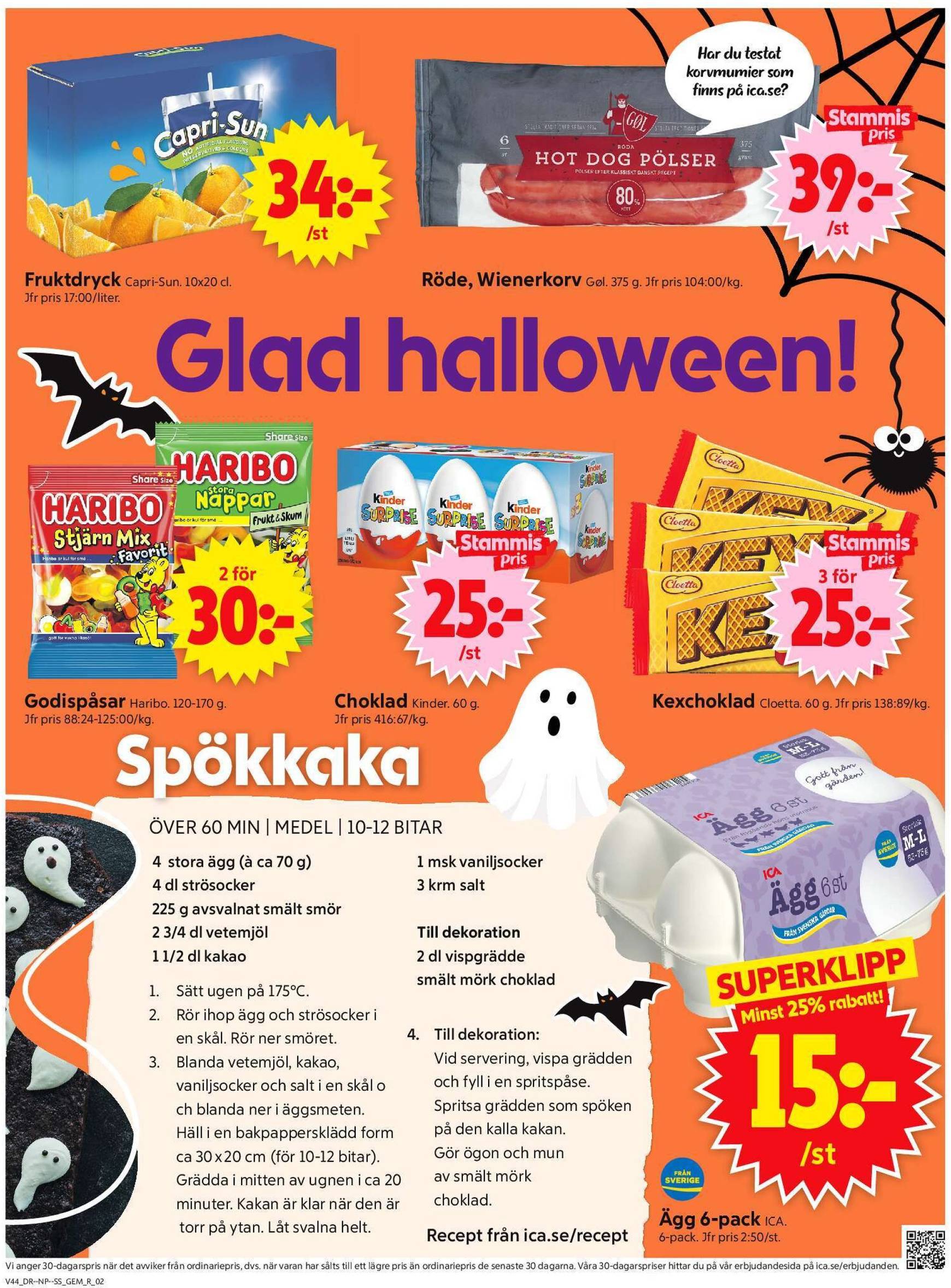 ICA Supermarket-reklambladet är giltigt från 28.10. - 03.11. 2