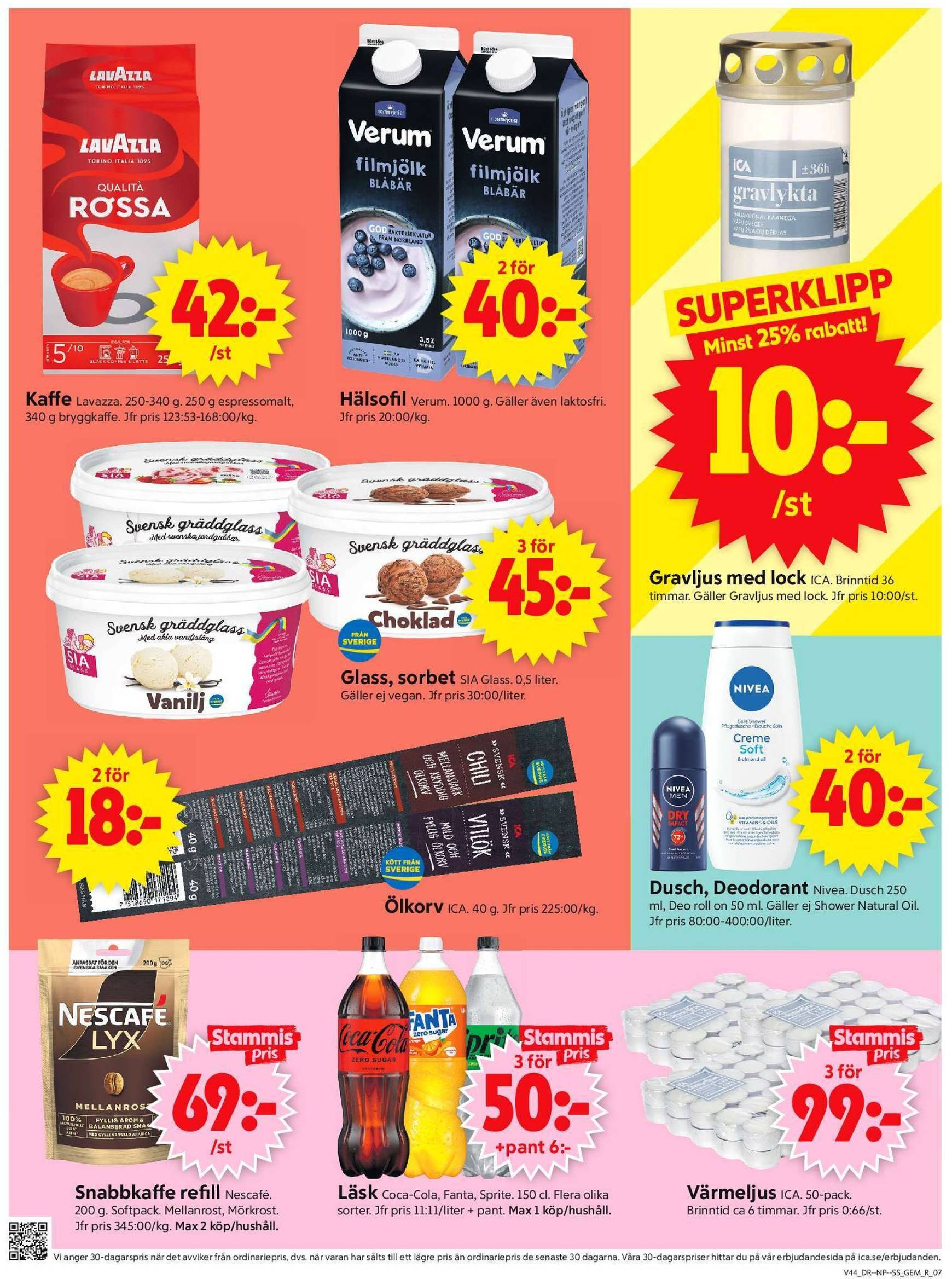 ICA Supermarket-reklambladet är giltigt från 28.10. - 03.11. 9