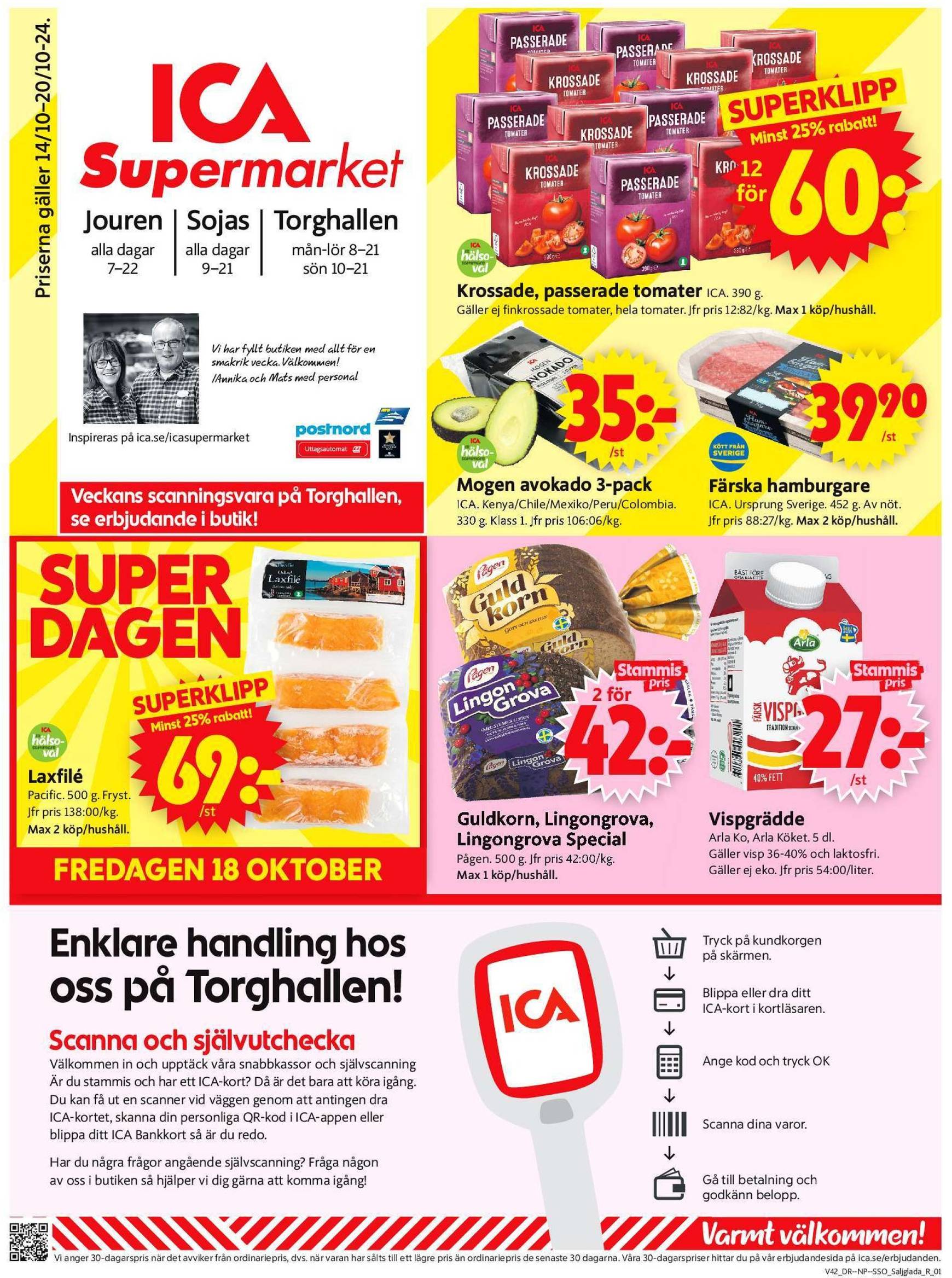 ICA Supermarket-reklambladet är giltigt från 14.10. - 20.10.