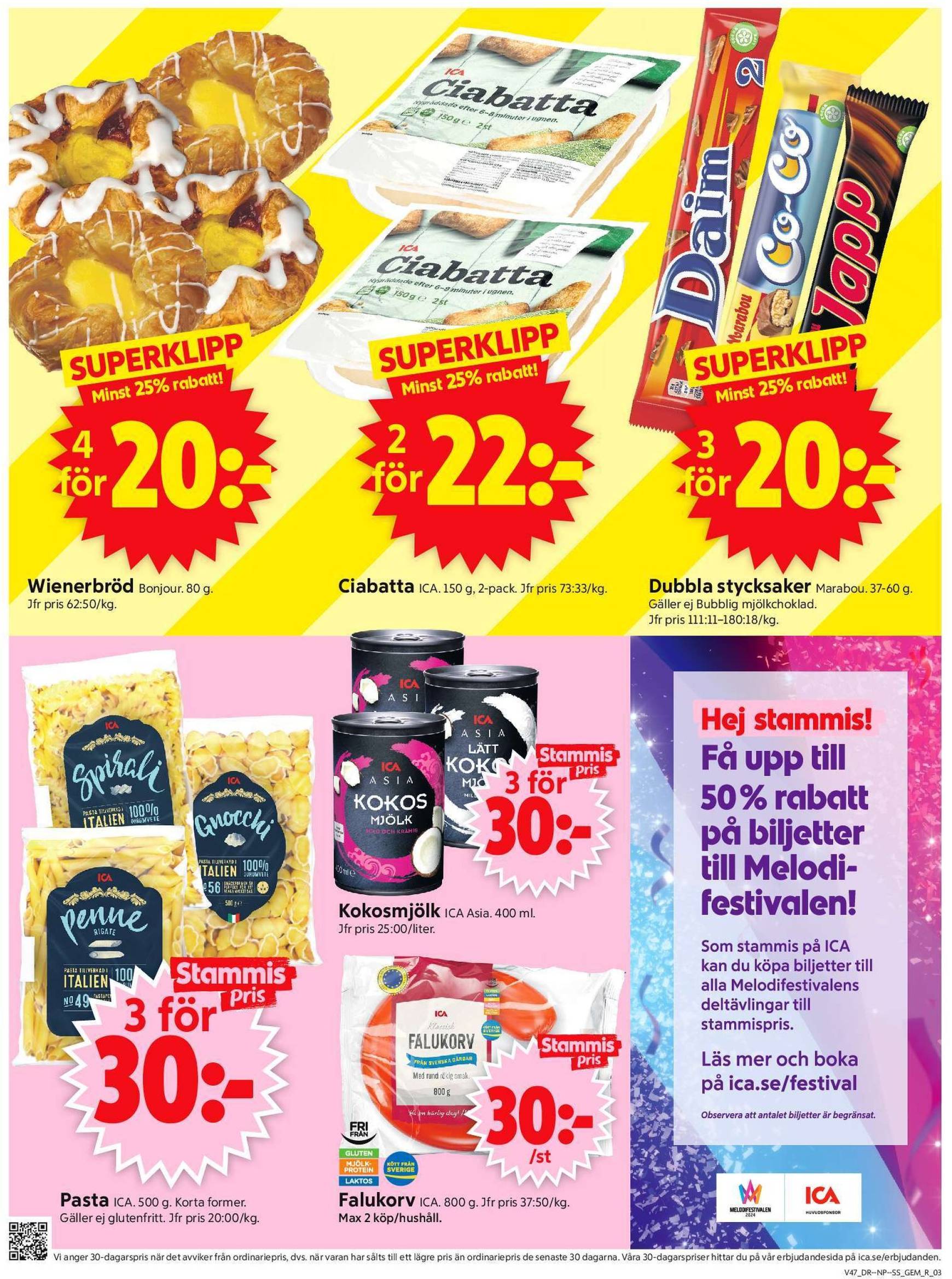 ICA Supermarket-reklambladet är giltigt från 18.11. - 24.11. 3