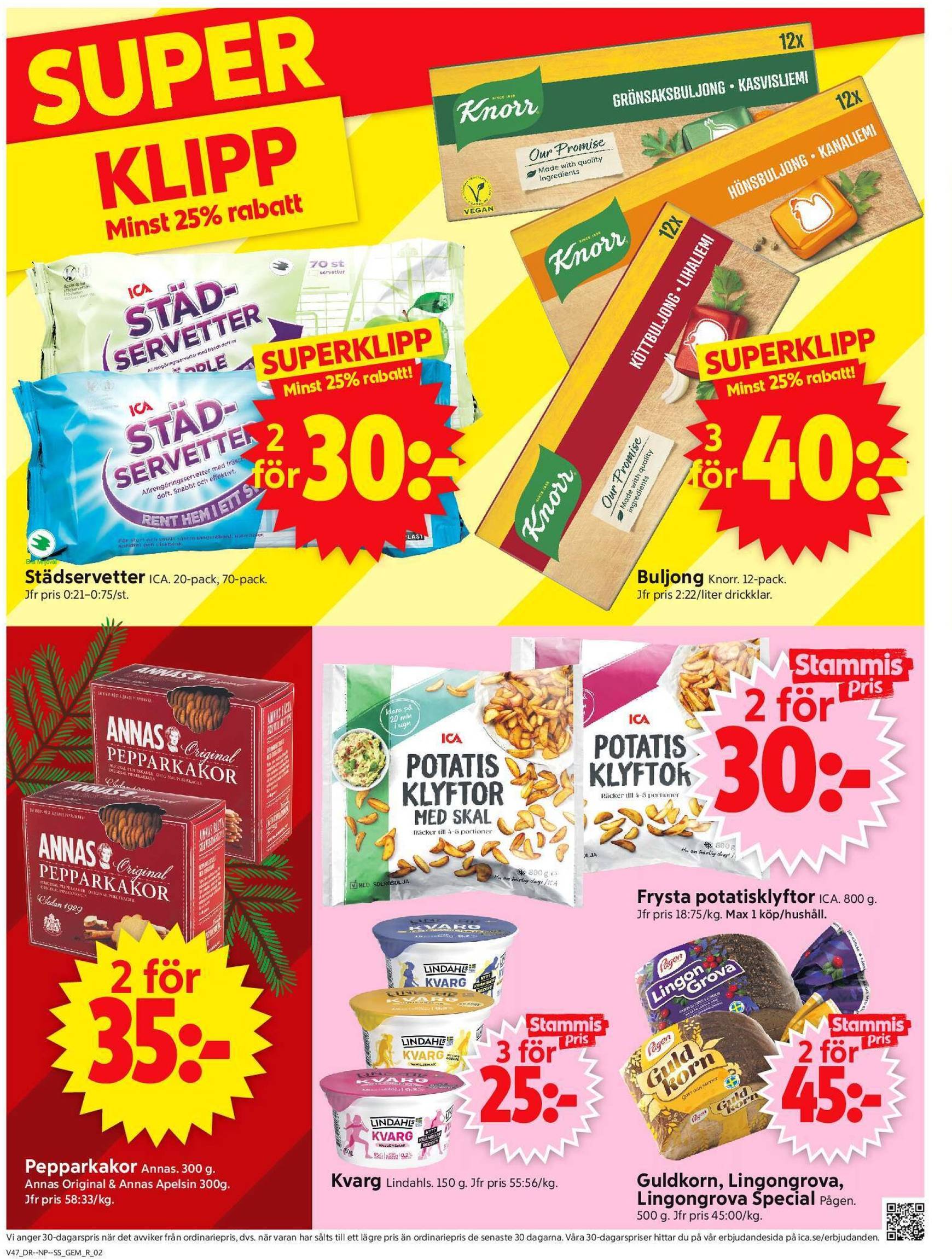 ICA Supermarket-reklambladet är giltigt från 18.11. - 24.11. 2