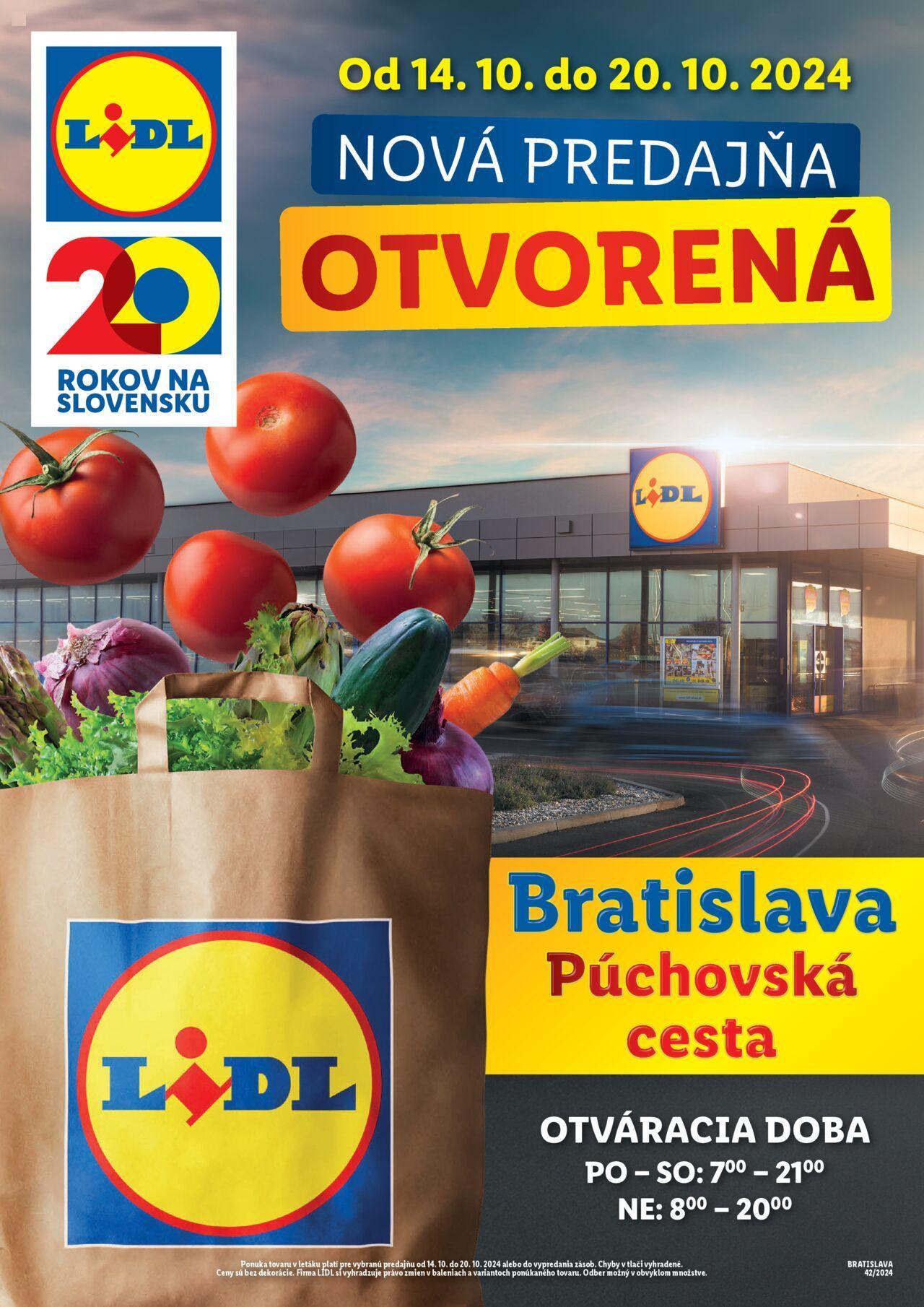 Lidl nová predajňa Púchovská, Bratislava 14.10.2024 - 20.10.2024