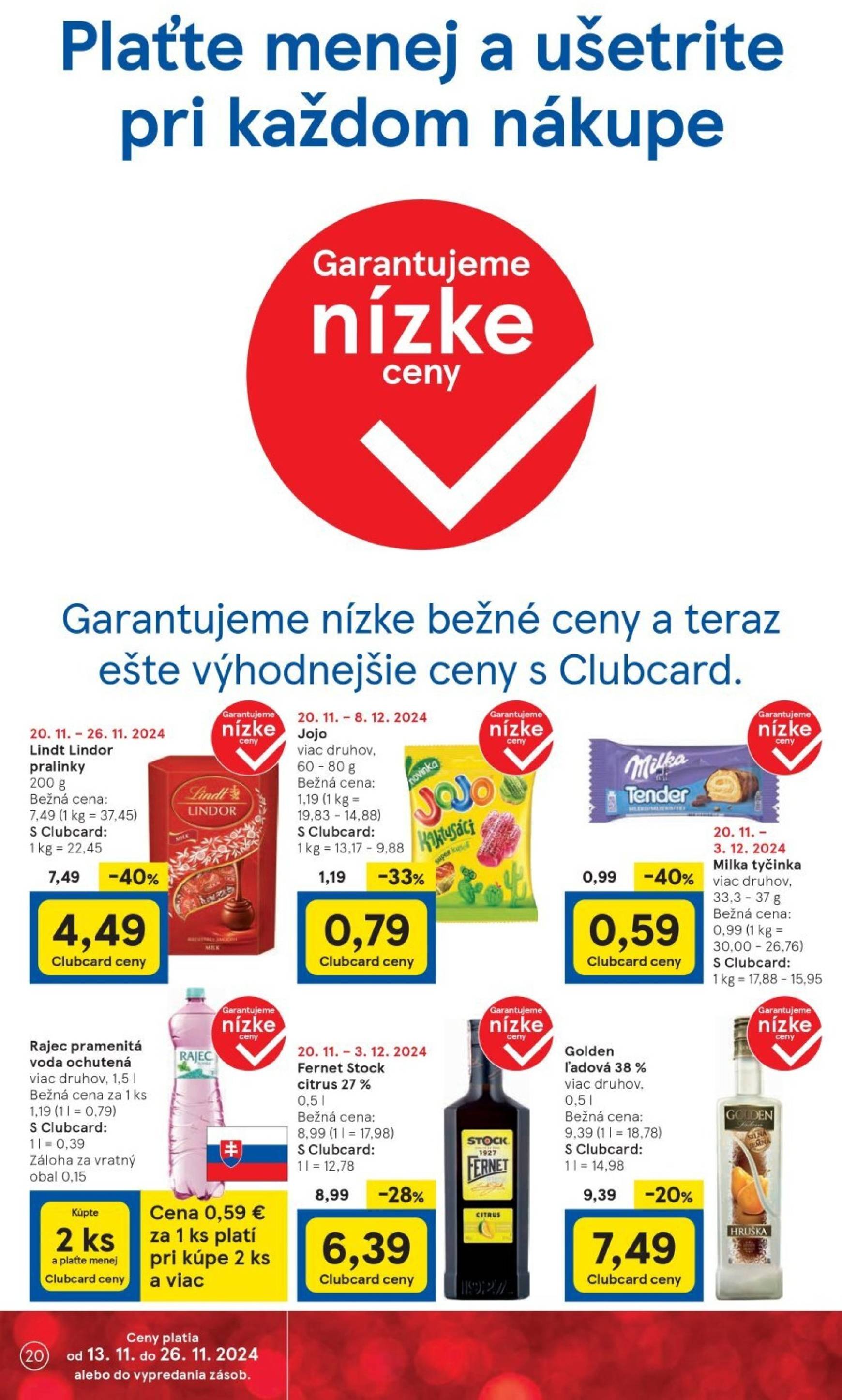 Tesco Supermarket leták platný od 20.11. - 26.11. 20